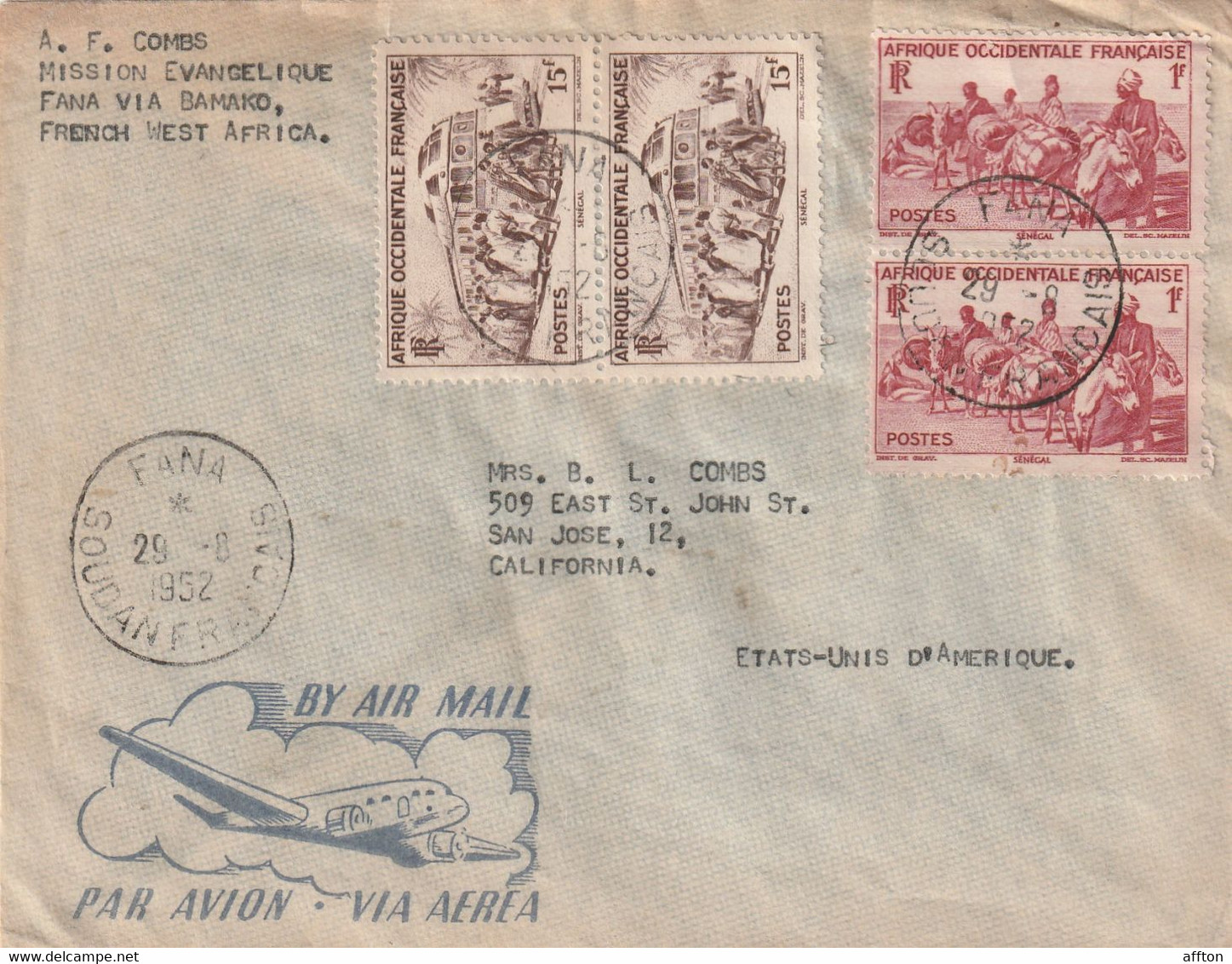 French West Africa 1952 Cover Mailed - Non Classés