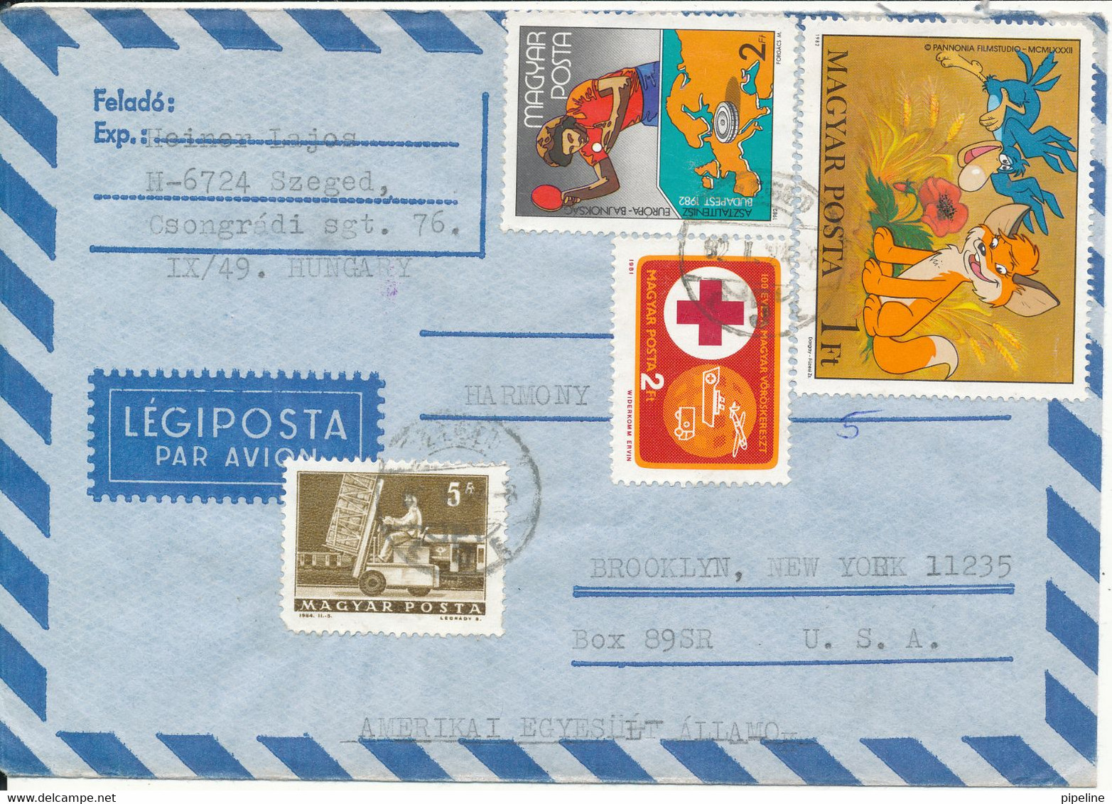 Hungary Air Mail Cover Sent To USA Topic Stamps - Storia Postale