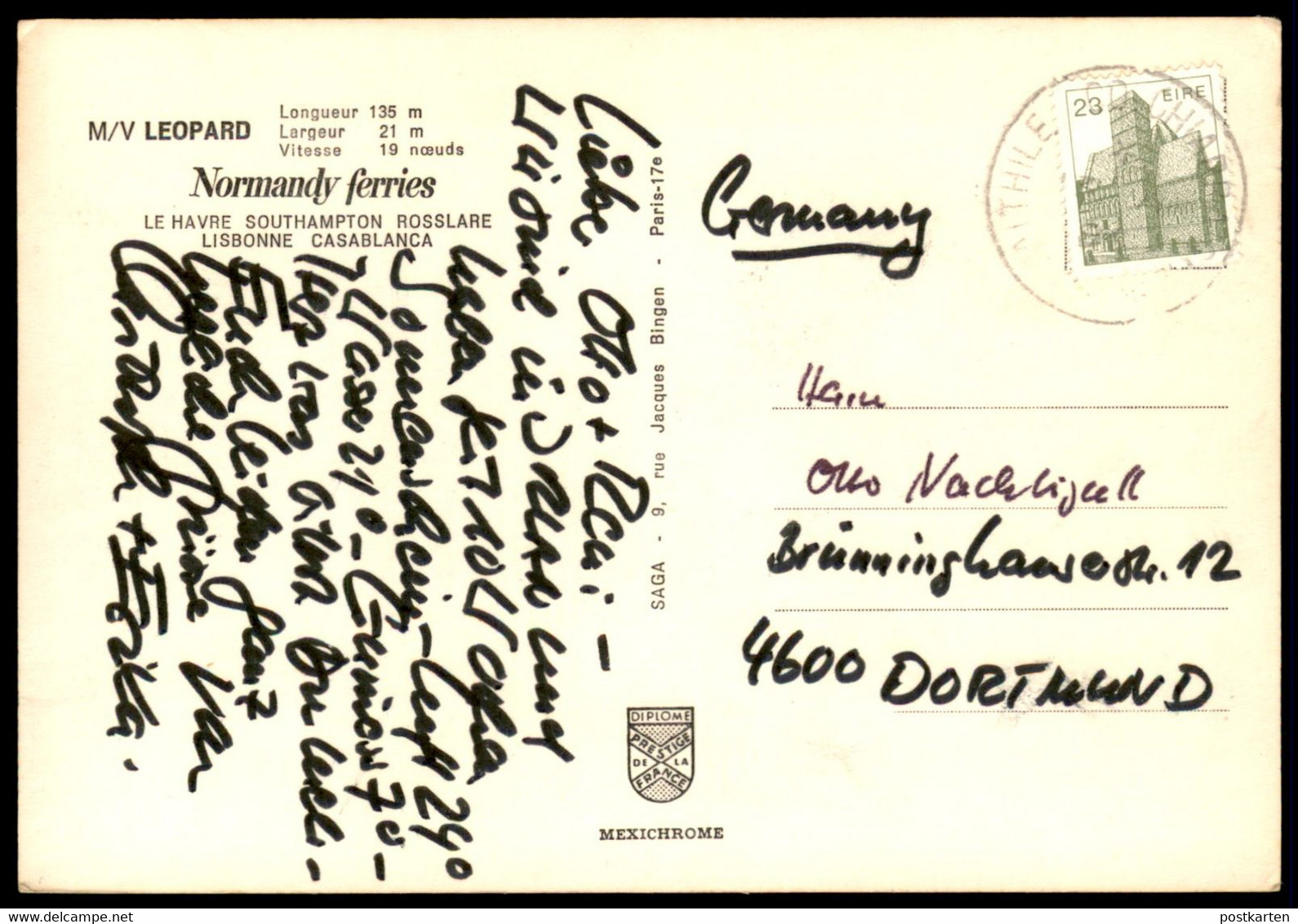 ÄLTERE POSTKARTE M/V LEPOPARD NORMANDY FERRIES LE HAVRE SOUTHAMPTON DAMPFER FÄHRE M.S. MS Ferry Schiff Ship Cpa Postcard - Ferries