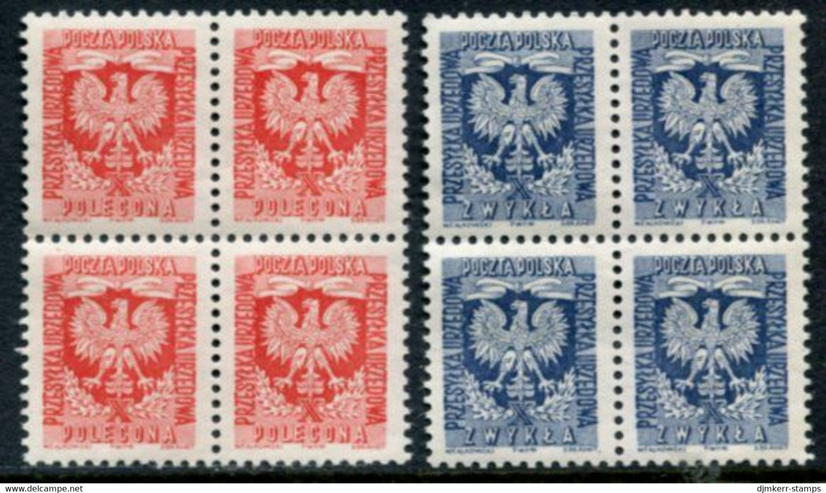 POLAND 1954 Official: Arms Blocks Of 4 MNH / **.  Michel Dienst 27-28 - Oficiales