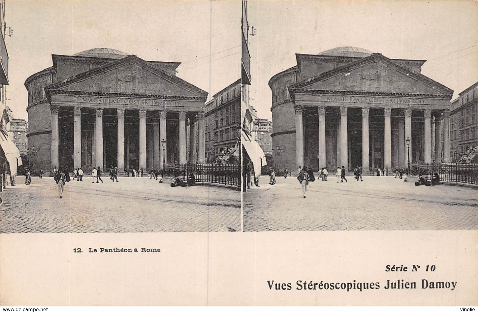 23-1836 : VUES STEREOSCOPIQUES JULIEN DAMOY. ROME  LE PANTHEON - Pantheon