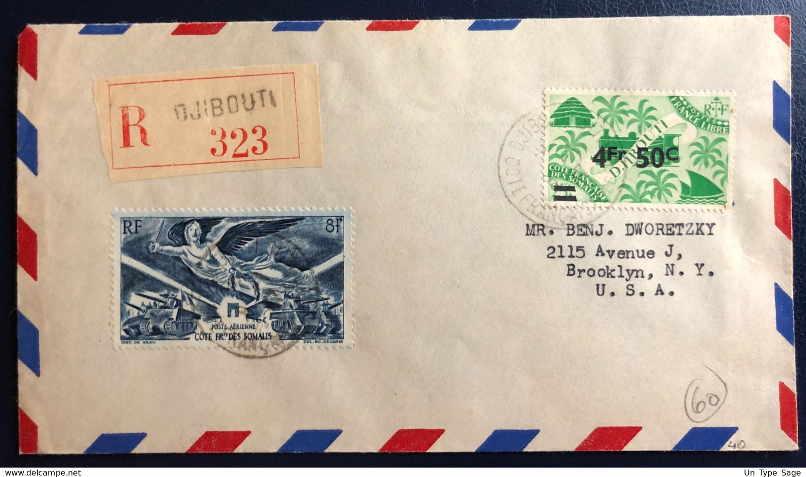 Côte Française Des Somalis, Divers Sur Enveloppe De Djibouti 8.1.1947 Pour Les U.S.A. - (B4519) - Covers & Documents