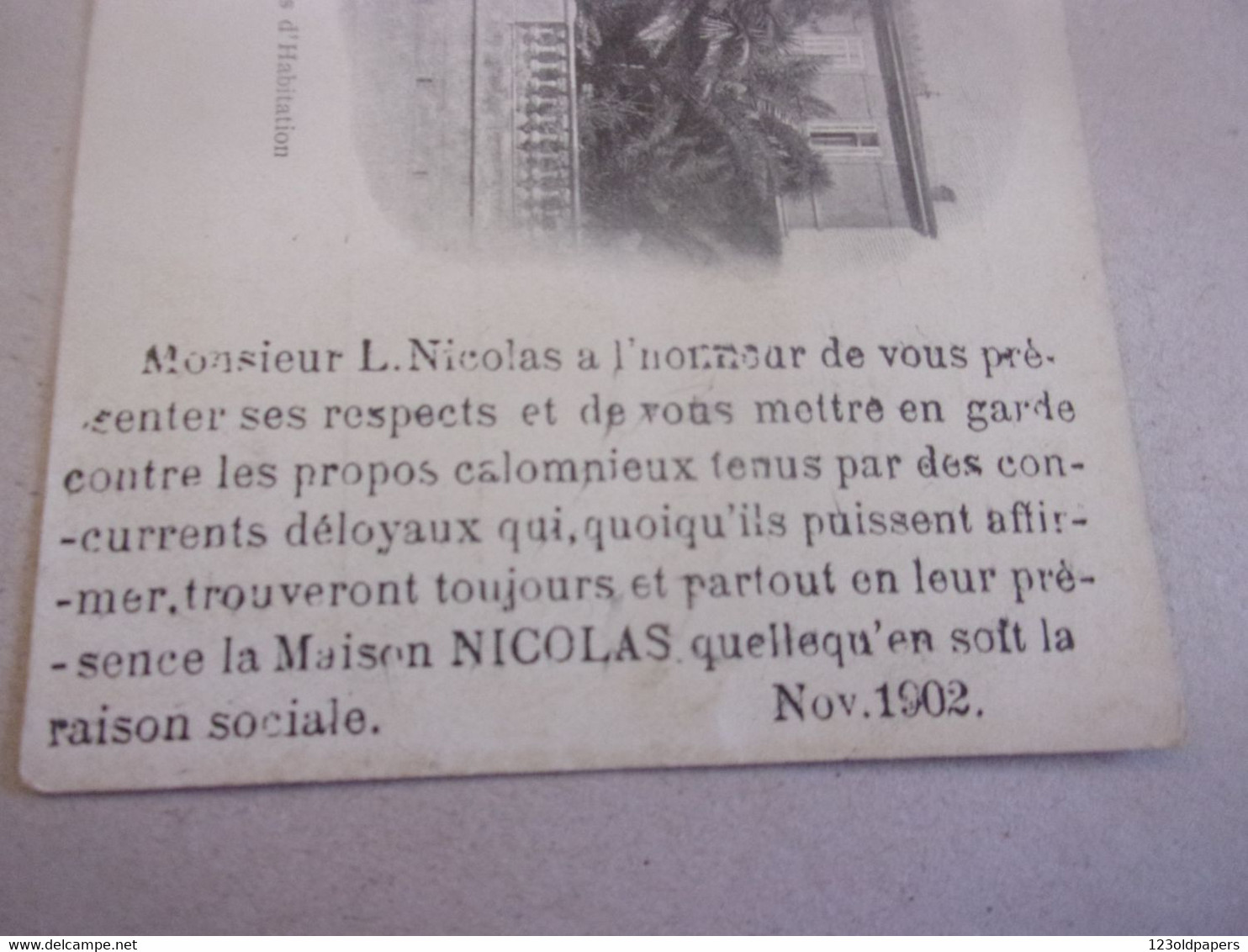 ♥️ RARE MANDELIEU USINE L NICOLAS LA MAISON D HABITATION CALOMNIE ENVERS NICOLAS 1902 VILLA - Sonstige & Ohne Zuordnung