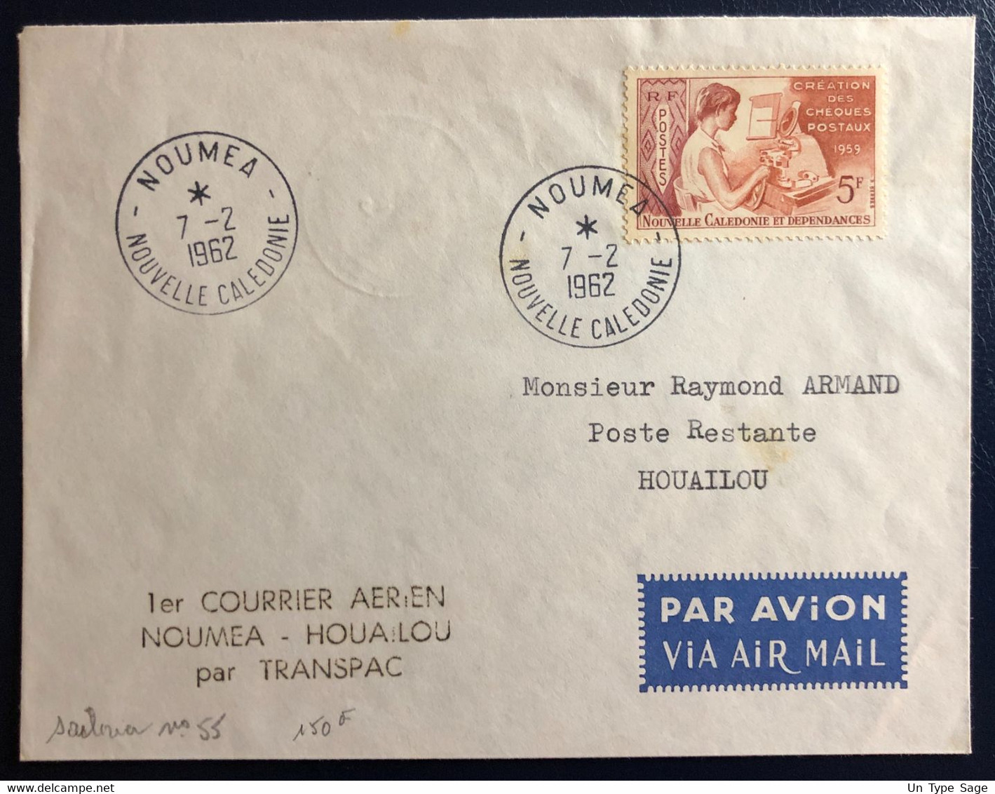 Nouvelle-Calédonie N°295 Sur Enveloppe, Liaison NOUMEA-HOUAILOU 7.2.1962 - (B4539) - Brieven En Documenten