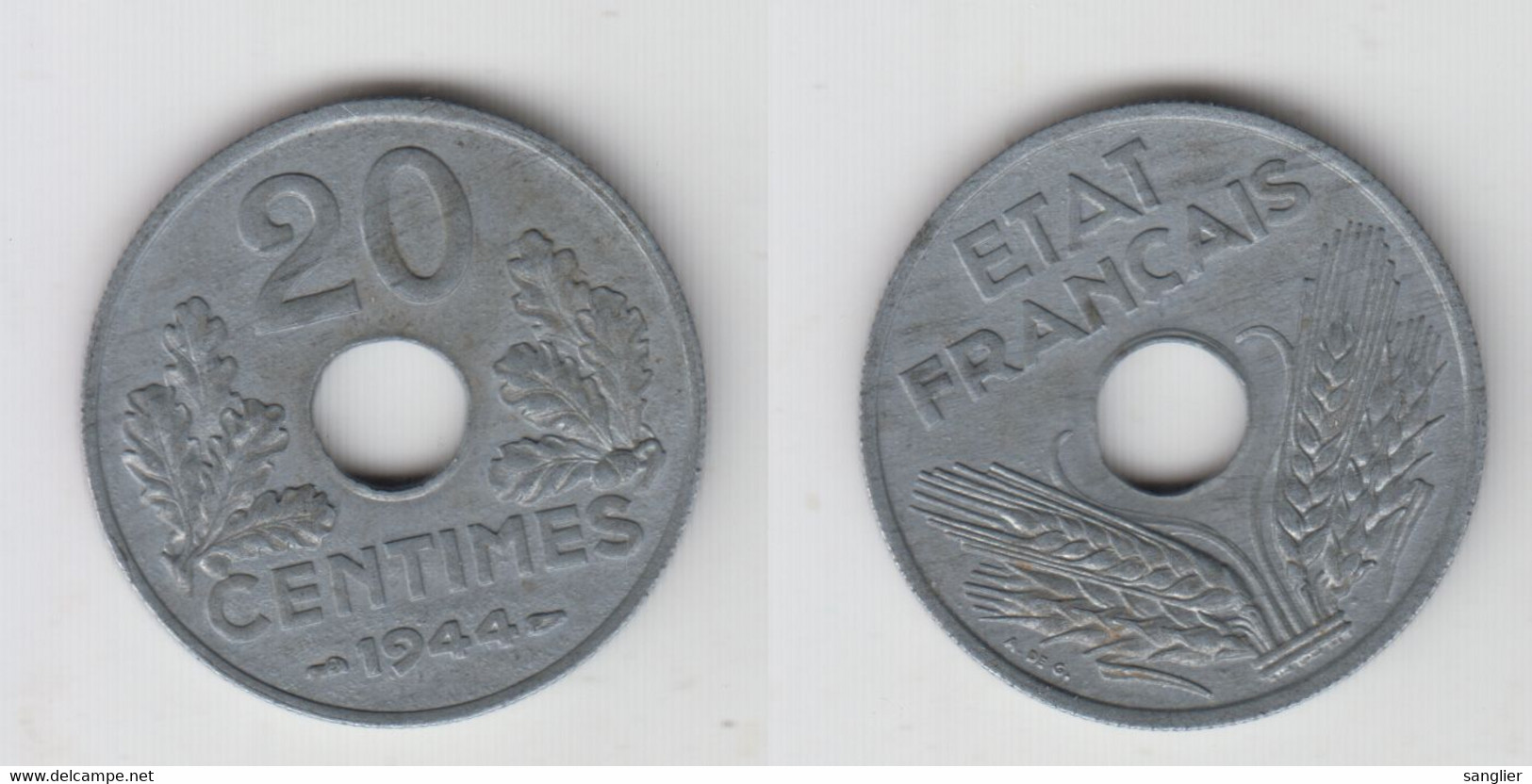 20 CENTIMES 1944  ZINC - 20 Centimes