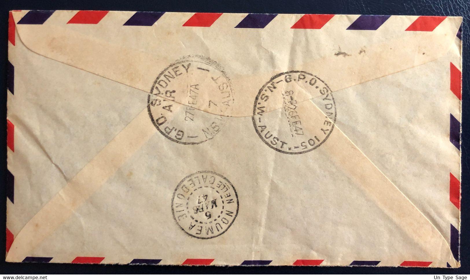 Nouvelle-Calédonie Divers Sur Enveloppe 26.2.1947 - Liaison NOUMEA-SYDNEY Par Clipper - (B4558) - Cartas & Documentos