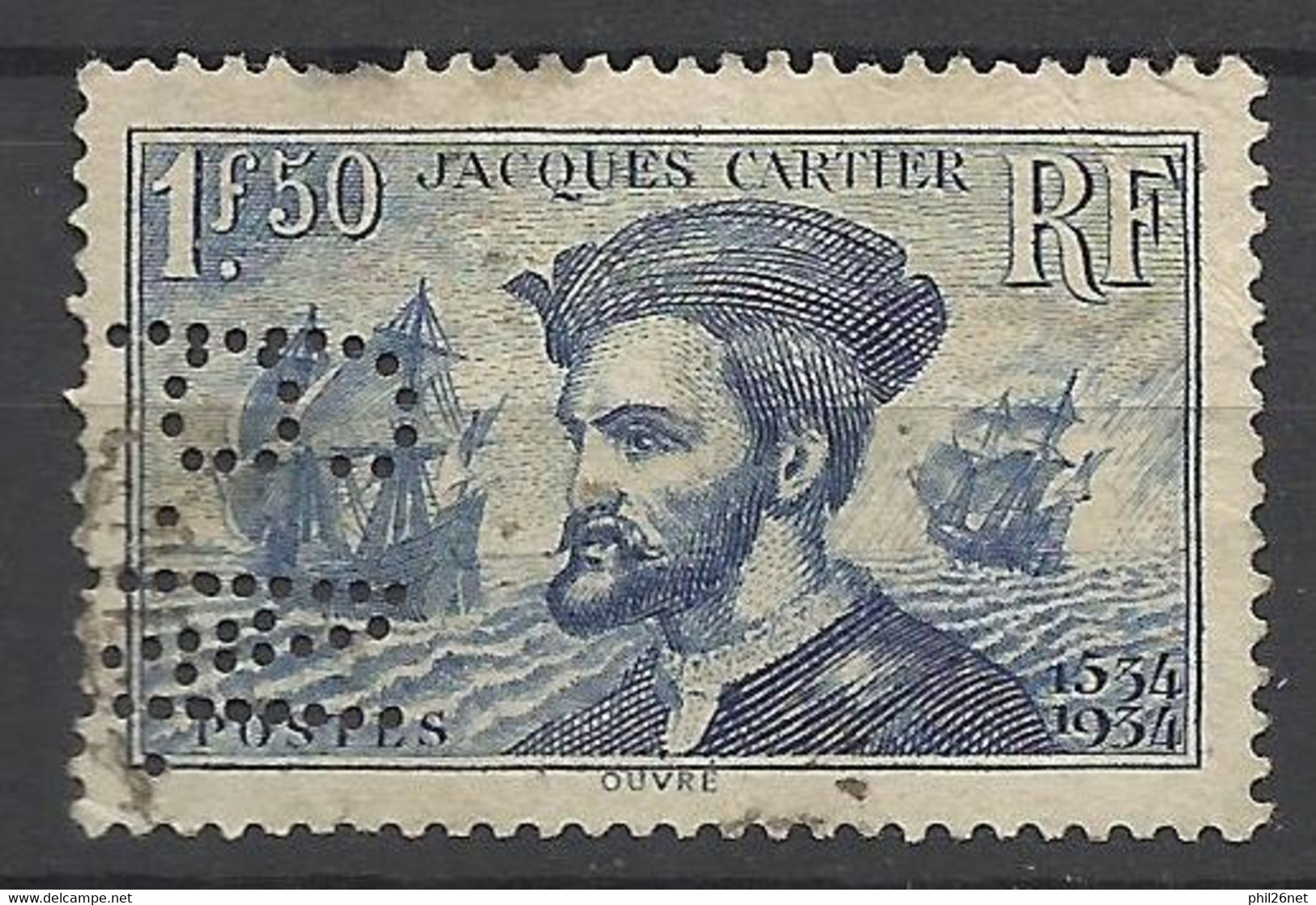 France  N° 297  Perforé    CN Doublé         Oblitéré   B/TB    Voir Scans    Soldes ! ! ! - Used Stamps