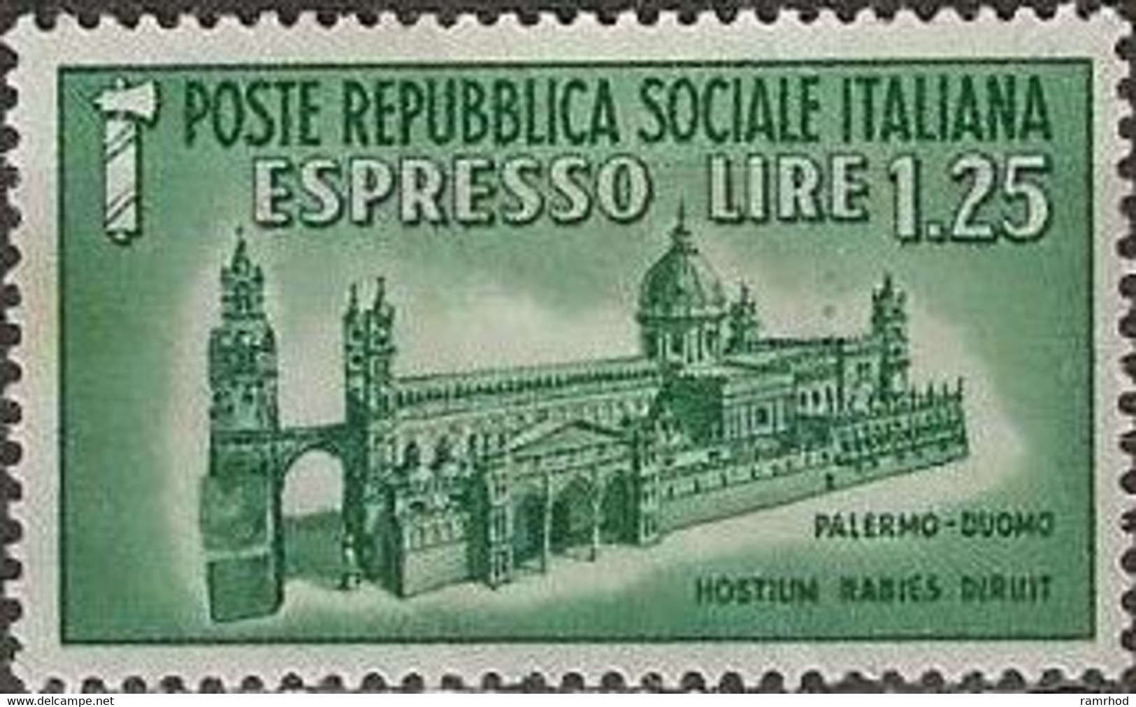 ITALY 1944 Express - Palermo Cathedral - 1l.25 - Green MH - Posta Espresso