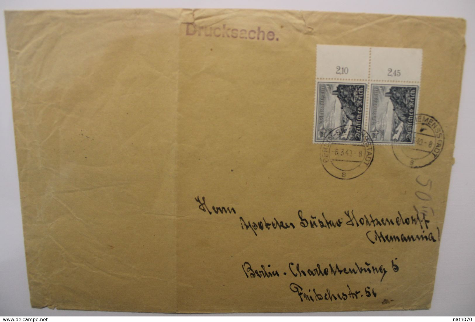 1940 Drucksache Deutsches Dt Reich Cover Bord De Feuille Mi 731 - Cartas & Documentos