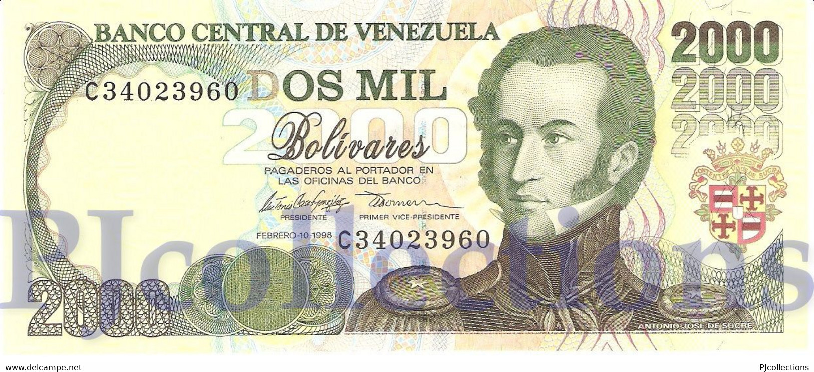 VENEZUELA 2000 BOLIVARES 1998 PICK 77b UNC - Venezuela