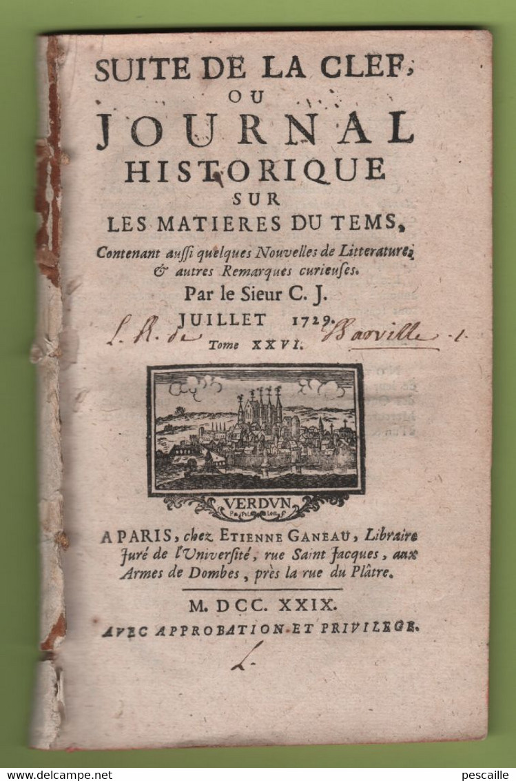 JOURNAL HISTORIQUE SUR MATIERES DU TEMS 07 1729 - LITTERATURE - SORCELLERIE - PAPE - CORSAIRES BARBARIE - MAROC - - Zeitungen - Vor 1800