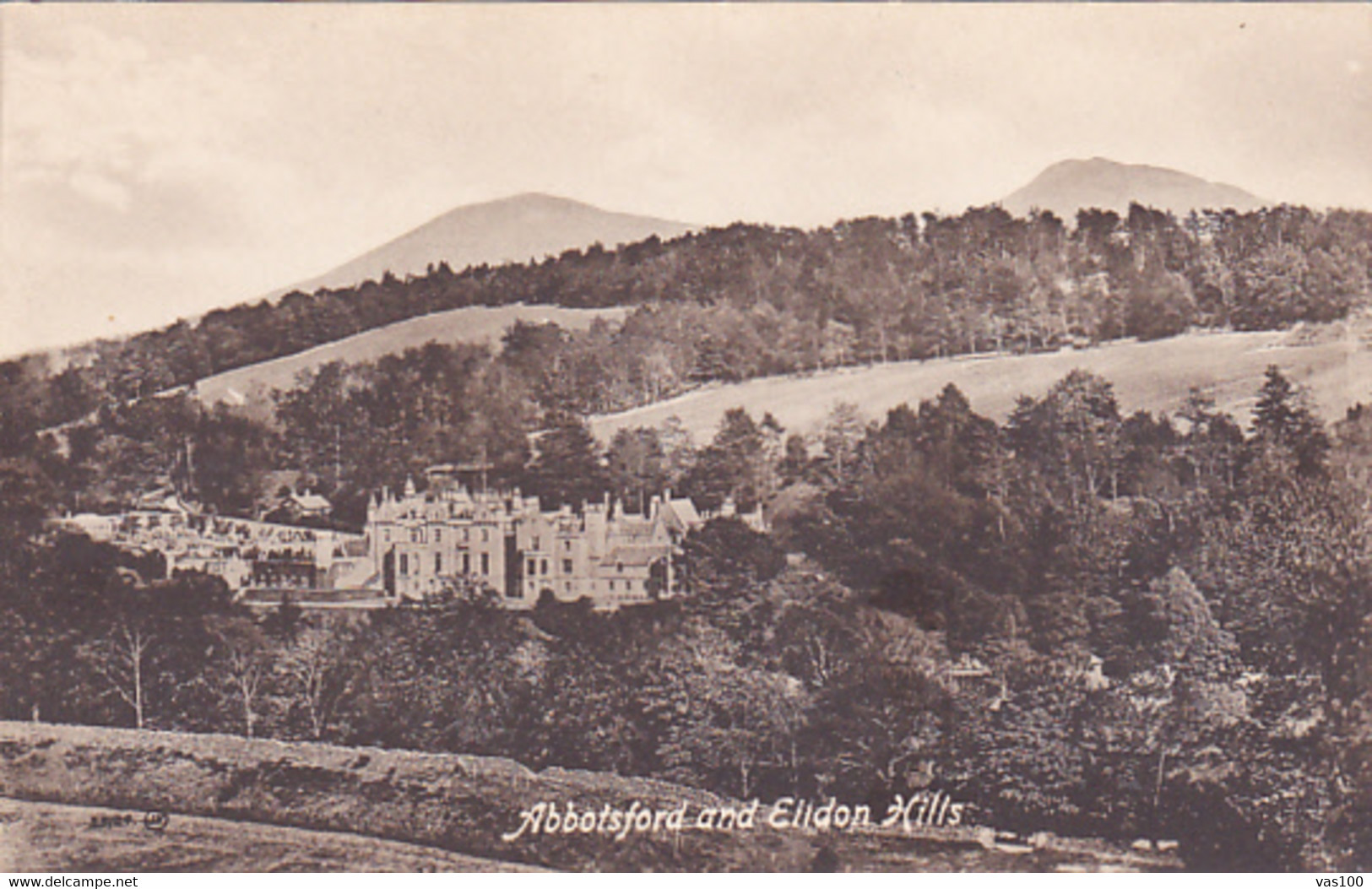 CPA ABBOTSFORD- CASTLE PANORAMA, HILLS - Roxburghshire