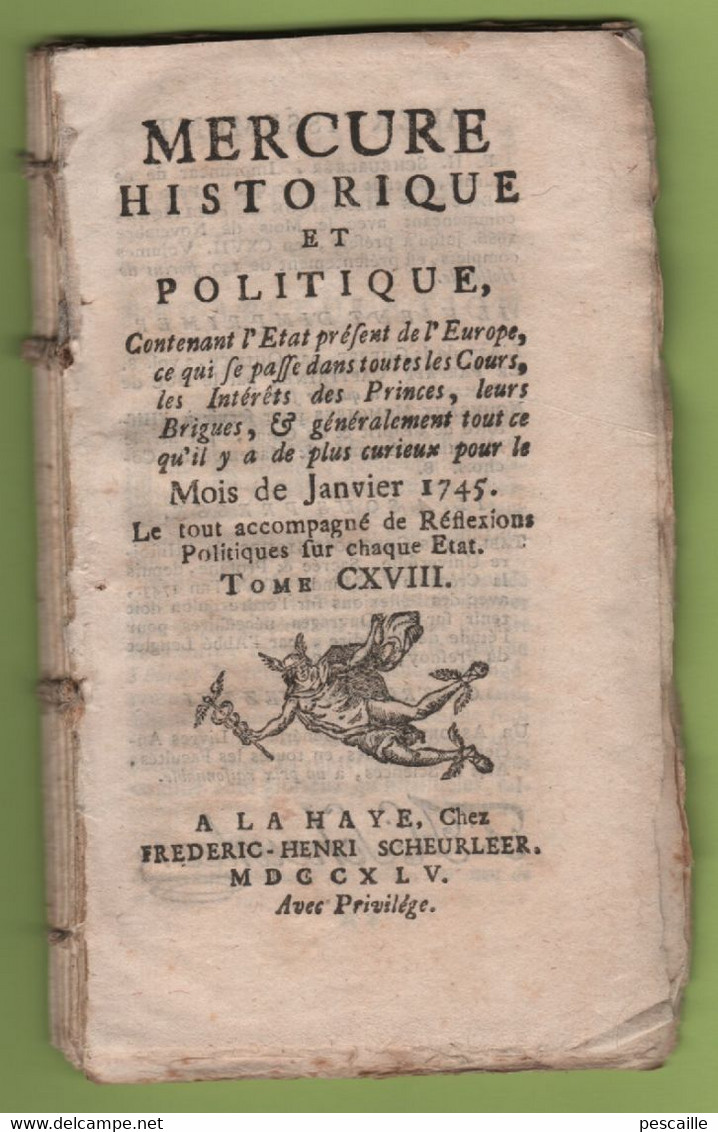 MERCURE HISTORIQUE ET POLITIQUE 01 1745 - RECAPITULATION DE 1744 - GUERRE EN EUROPE - ITALIE - RUSSIE TSARINE - POLOGNE - Zeitungen - Vor 1800