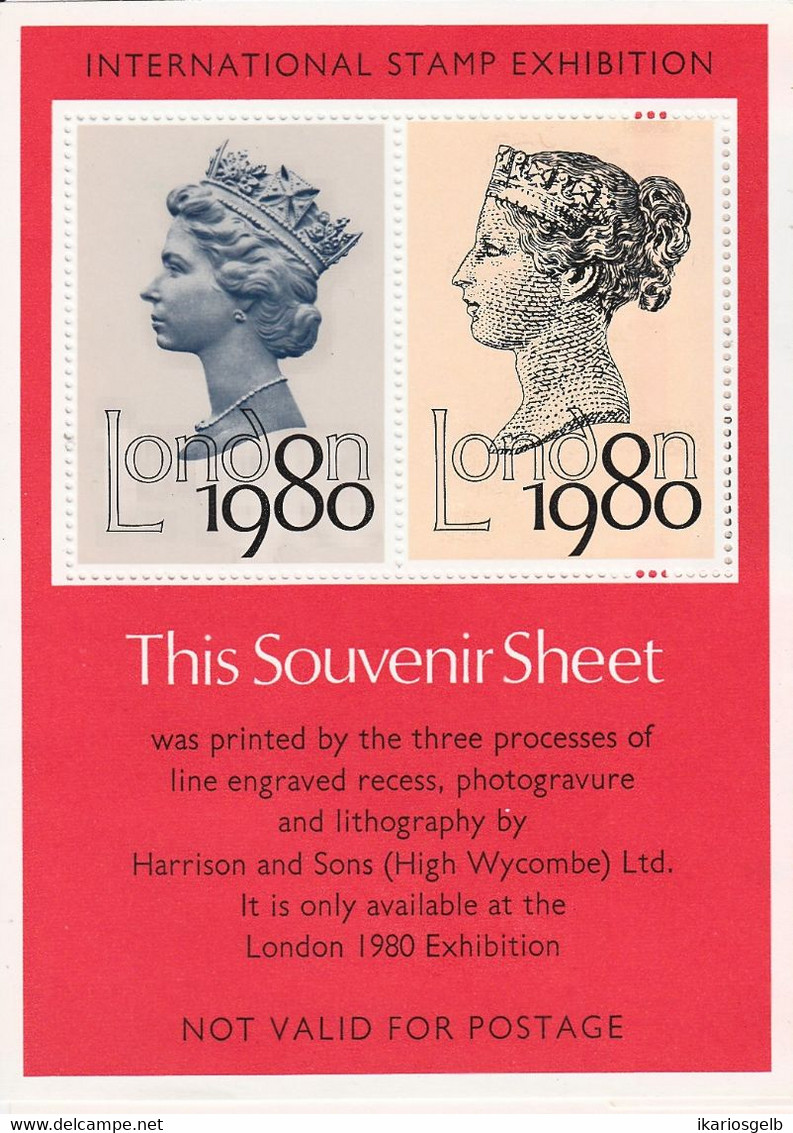 United Kingdom England 1980 STAMPEX Souvenir Sheet " The 2 Queens " Formate A7 - Cinderella