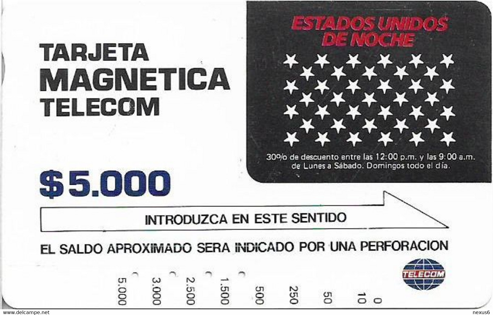 Colombia - Telecom (Tamura) - Night Calls, 5.000$Cp, Used - Kolumbien