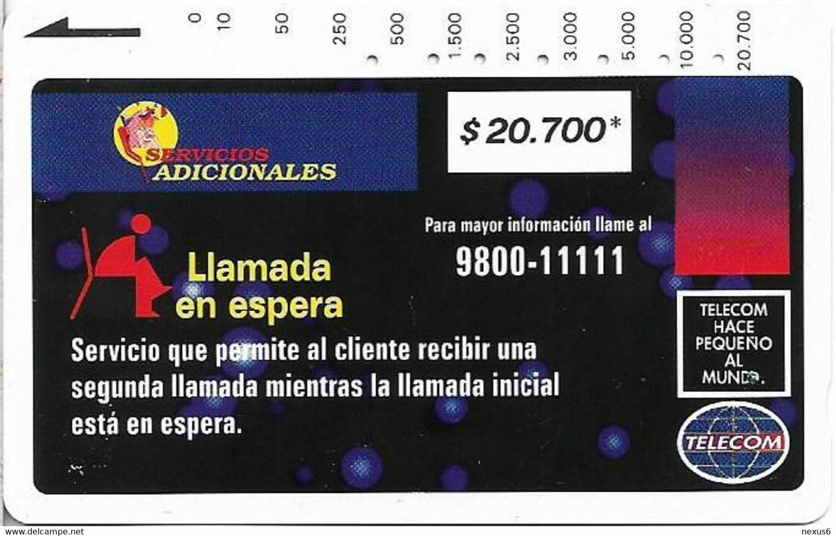 Colombia - Telecom (Tamura) - Llamada En Espera 4, 20.700$Cp, Used - Colombie