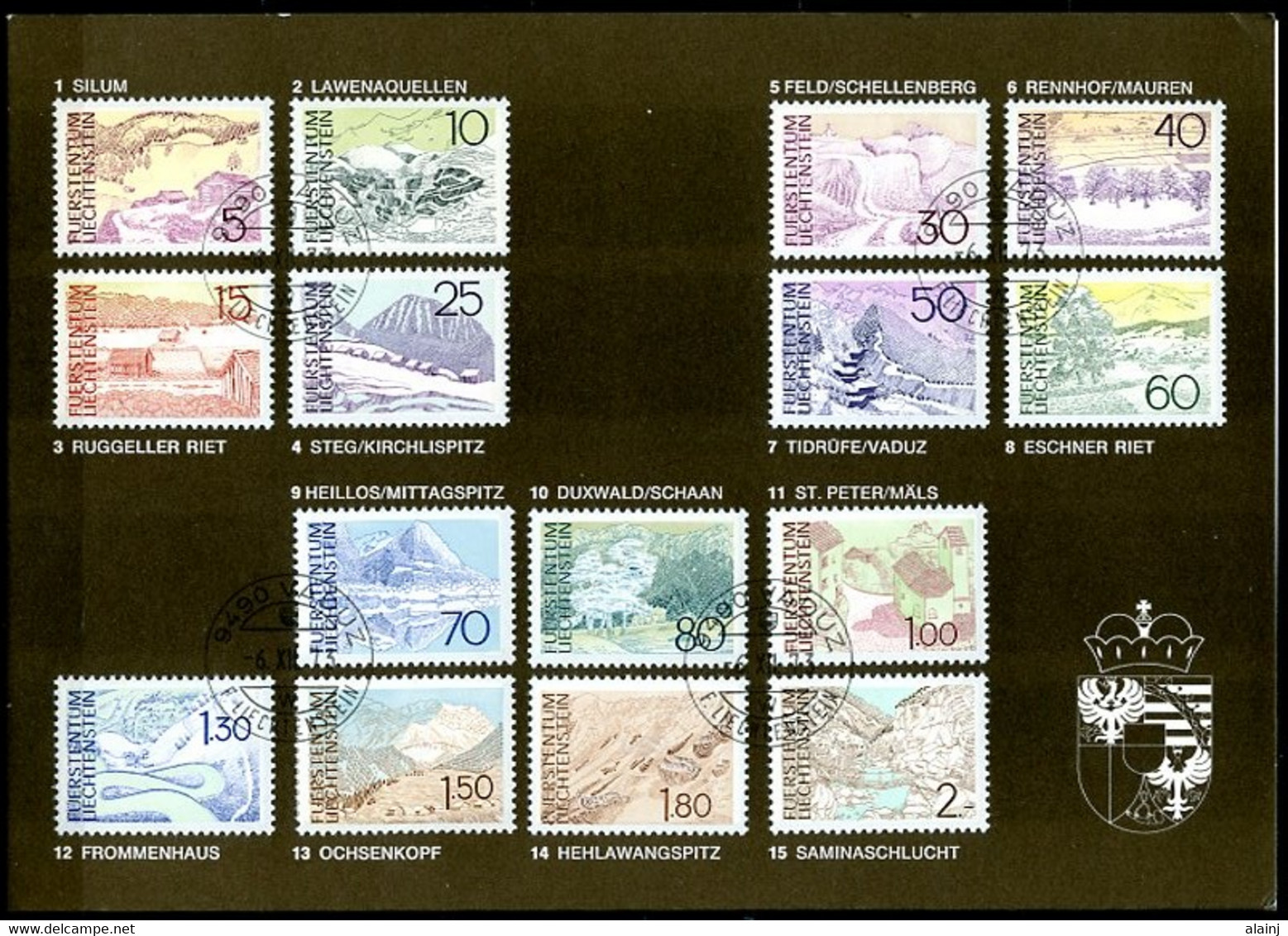 Liechtenstein   Y&T  517 - 531   Mi   573 - 577 + 581 - 586 + 596 - 599   ---      Carte / Document Officiel Poste - Brieven En Documenten