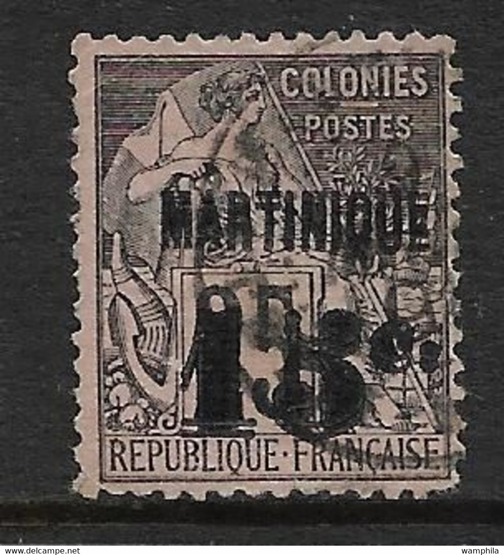 Martinique N°17b Variété Double Surcharge. Signé P.Scheller. Cote 700€ - Usati