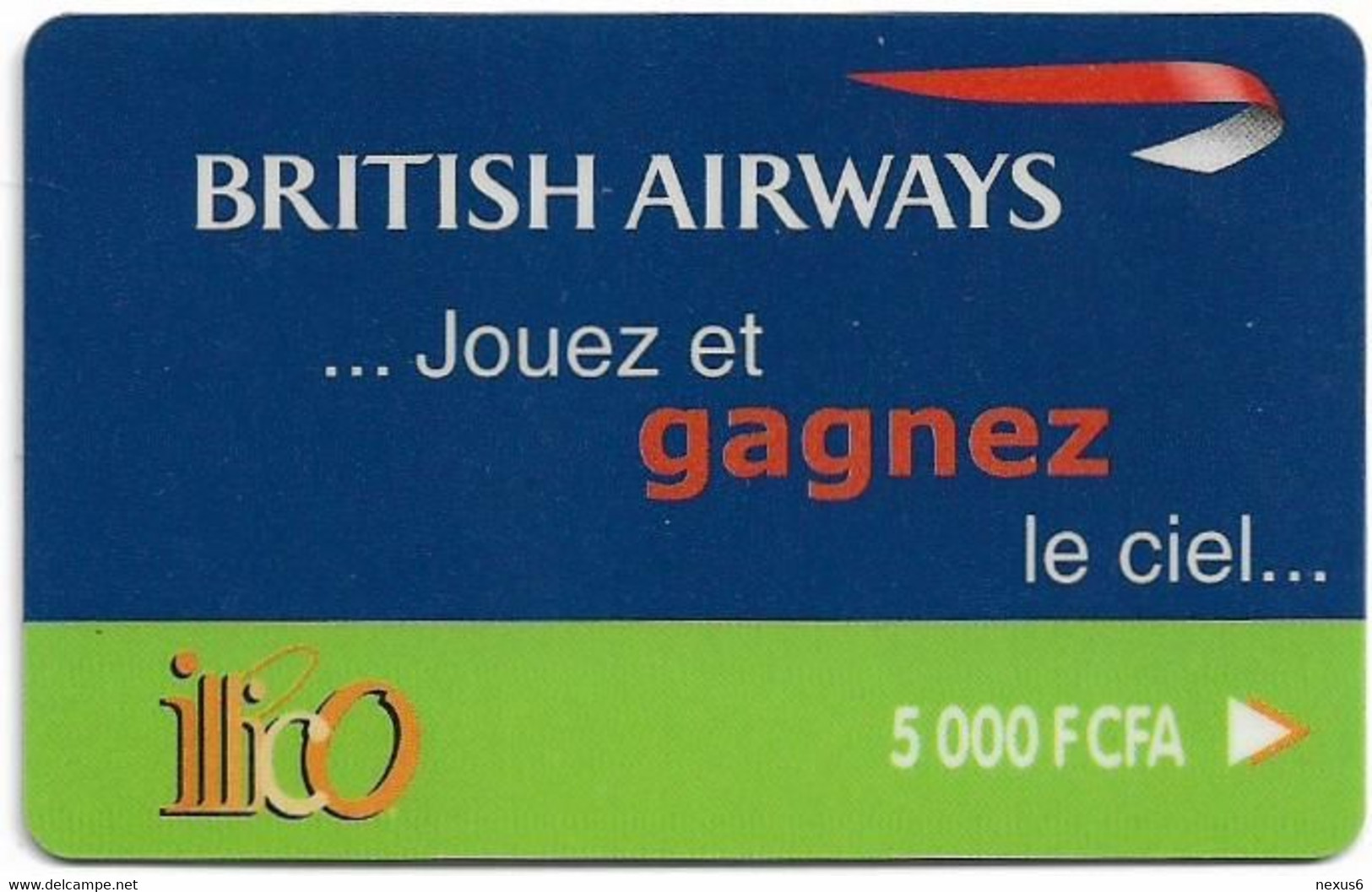 Ivory Coast - Ivoris - Illico British Airways, GSM Refill 5.000FCFA , Used - Ivory Coast