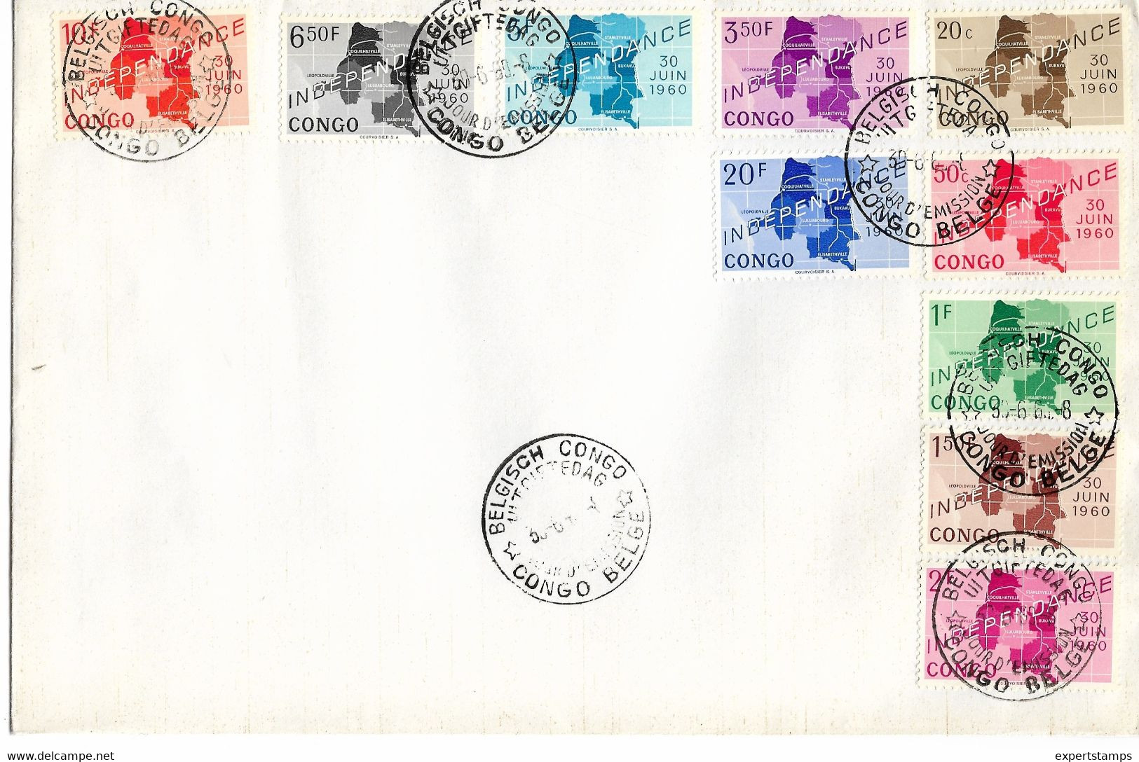 PM238/ FDC TP 372/411 1er Jour D'émission Obl. Belgisch Congo Belge 30/6/60 - Briefe U. Dokumente