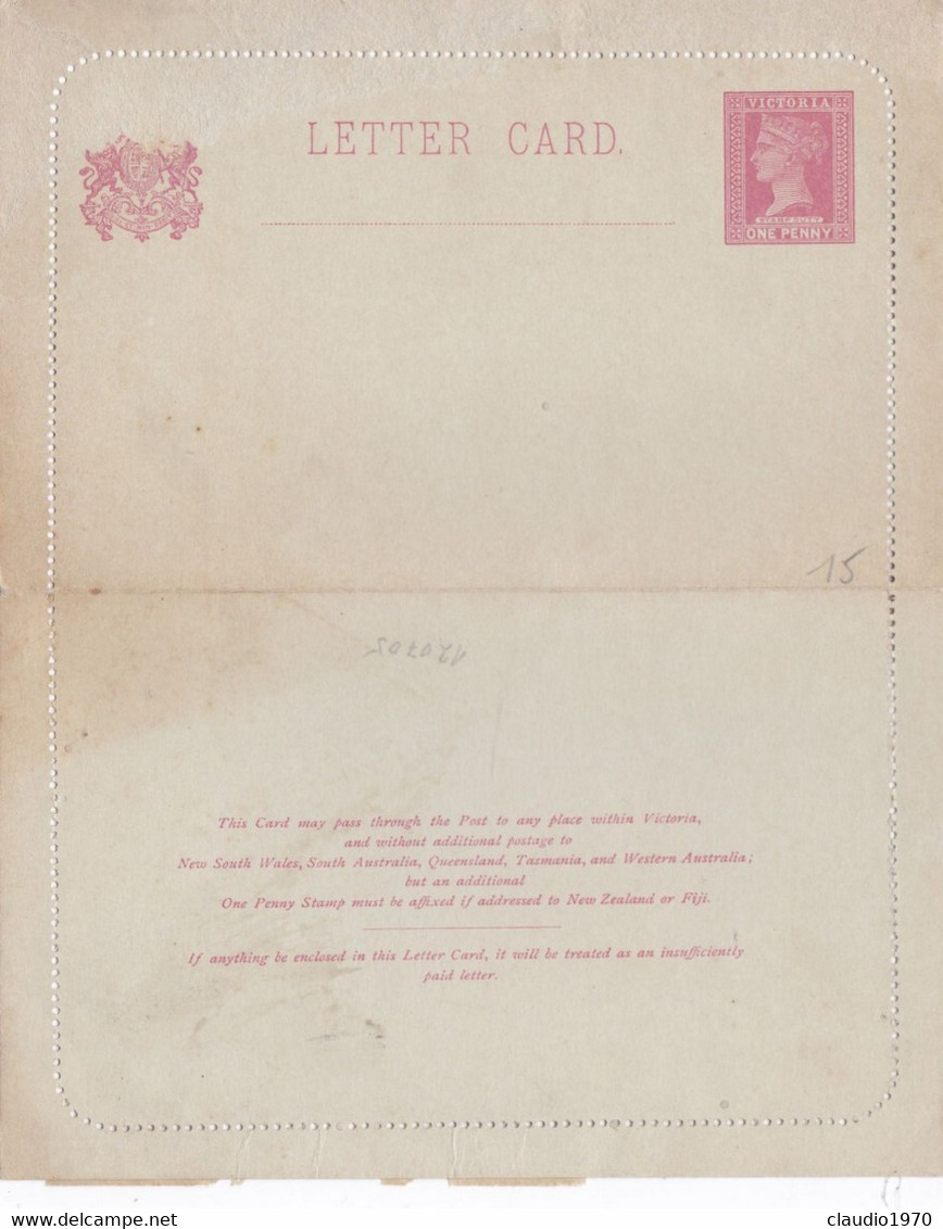 AUSTRIALIA - VICTORIA - INTERO POSTALE NON VIAGGIATO - Lettres & Documents