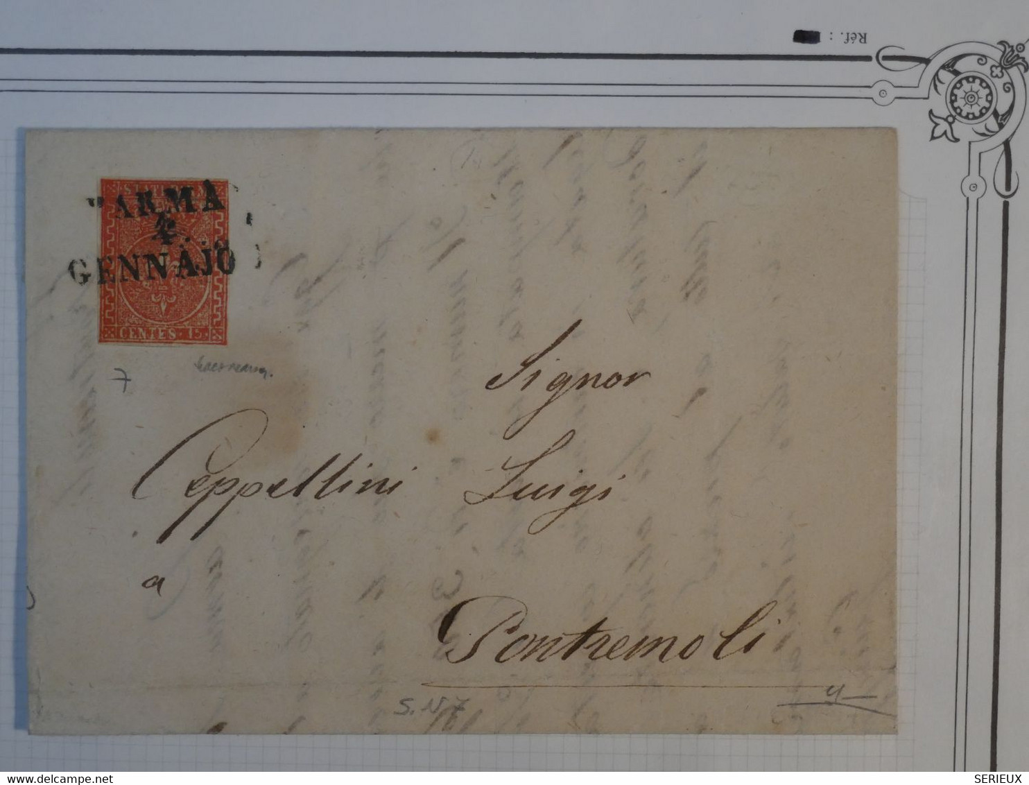 C DUCHé PARMA  ITALIA   BELLE LETTRE SIGNEE  RARE 1855 PARMA  + LE 15C ++AFFRANC. PLAISANT+ + - Parma