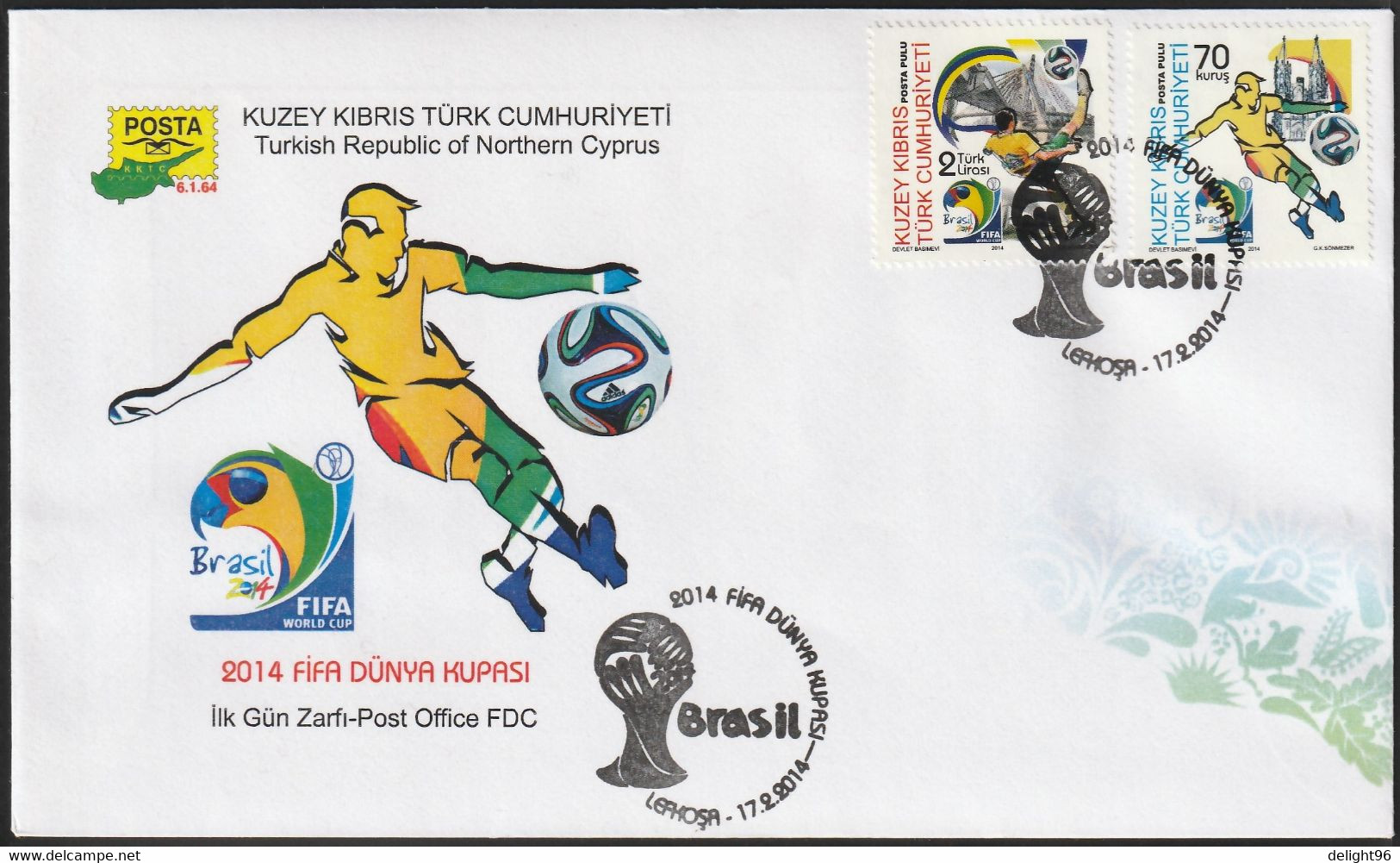 2014 Cyprus (Turkish Post) FIFA World Cup In Brazil FDC - 2014 – Brésil