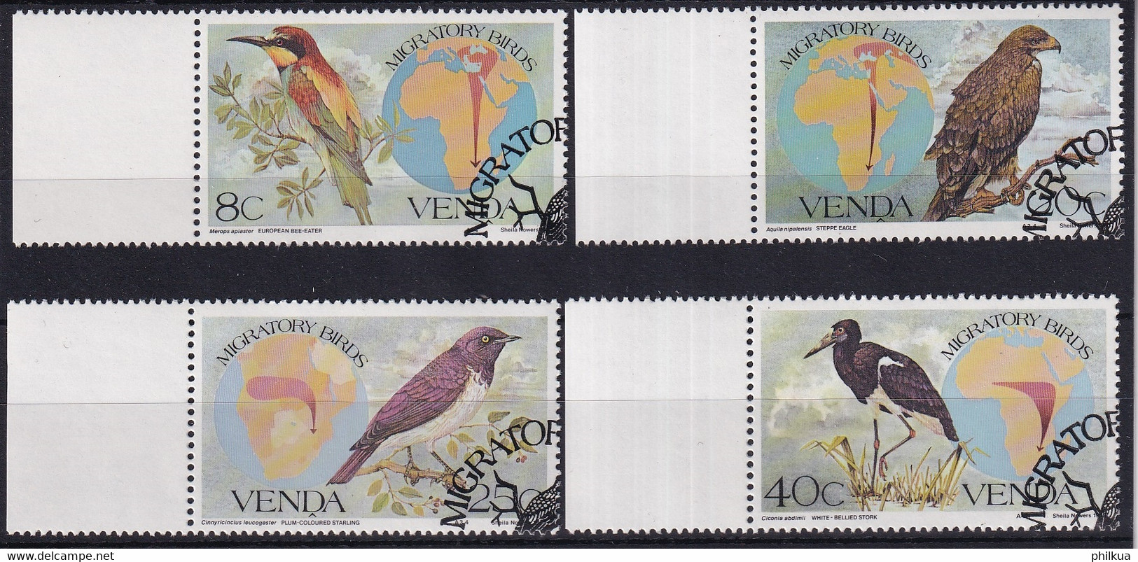MiNr. 70 - 73 Südafrika, Venda 1983, 16. Febr. Zugvögel (I) - Sauber Gestempelt - Venda