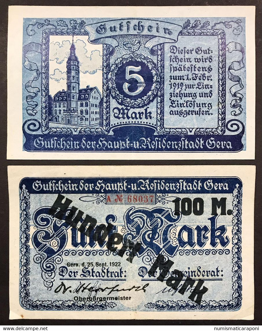 Germany Germania 2 Notgeld  1919-1922 5 Mark + 100 Mark On 5 LOTTO 4401 - Collections