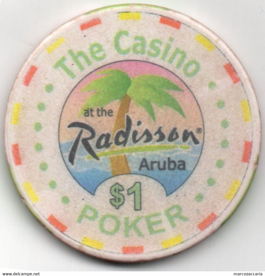 POKER CHIP, FICHE, TOKEN, Casinò RADISSON Aruba $1 - Casino