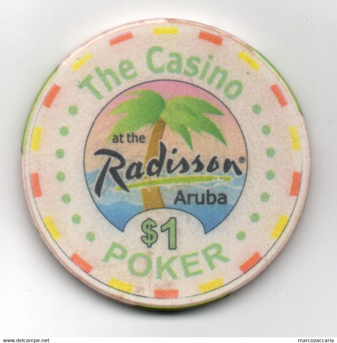 POKER CHIP, FICHE, TOKEN, Casinò RADISSON Aruba $1 - Casino