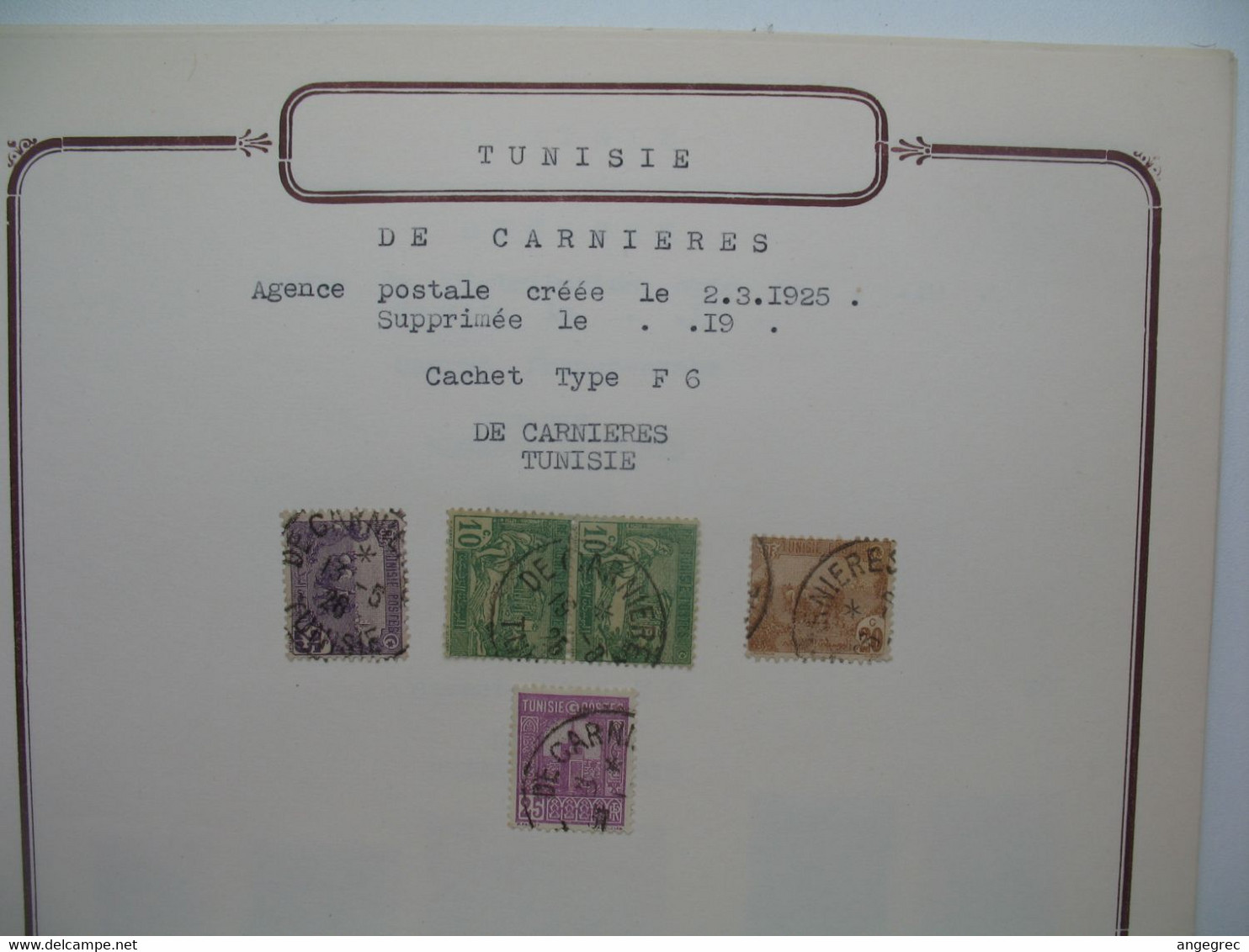 Tunisie Etude Oblitération Voir Scan  :     De Carnieres - Used Stamps
