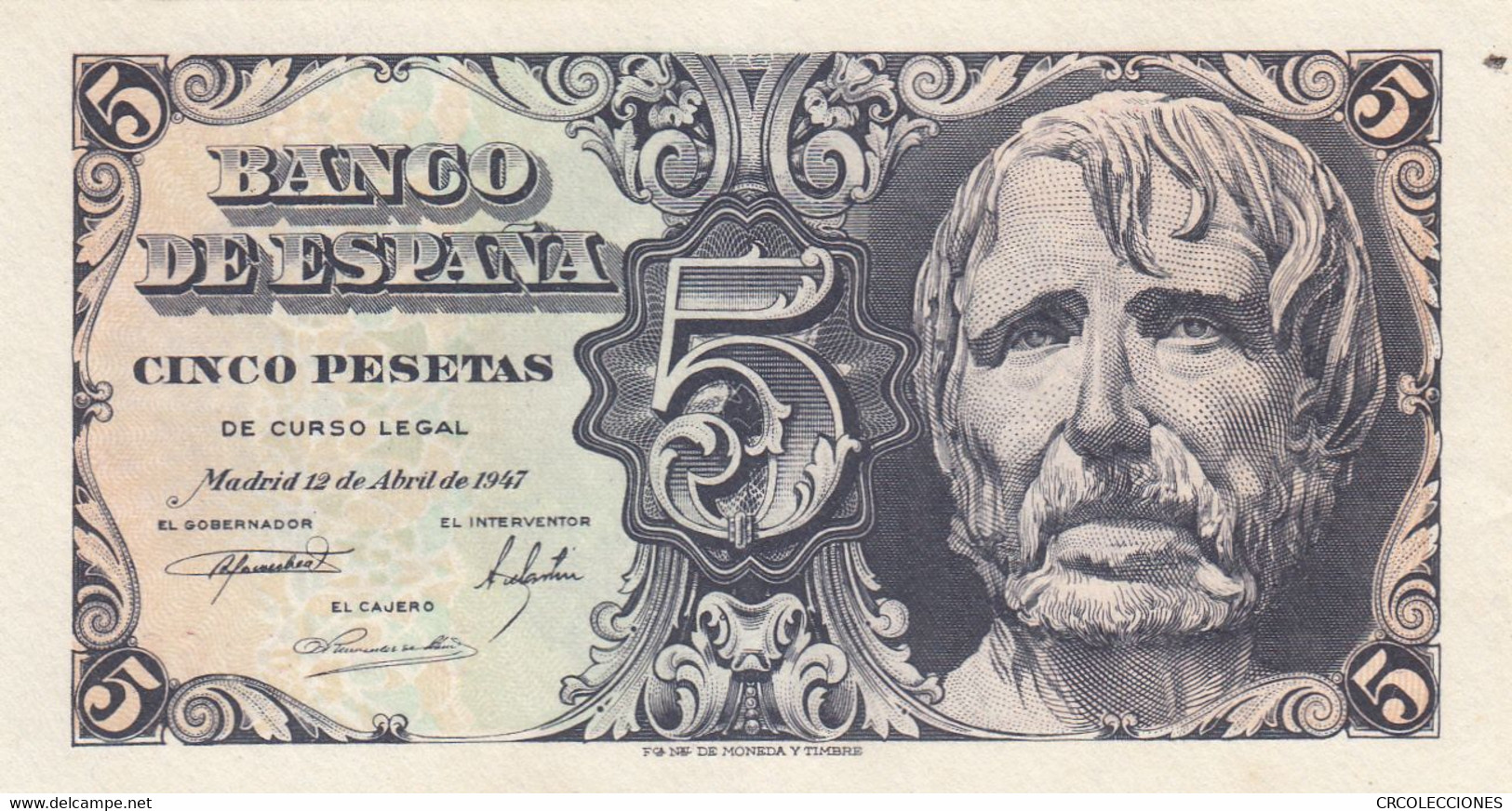 CRBS0647 BILLETE ESPAÑA 5 PESETAS 1947 SERIE B EBC+ - 5 Peseten