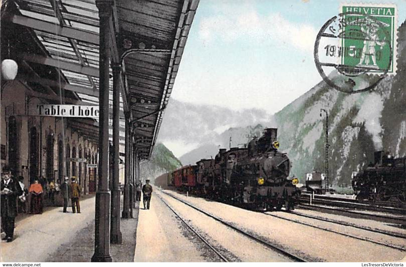 Suisse - Goeschenen - Einfahrt - Edit.Goetz - Colorisé - Gare - Train à Vapeur - Carte Postale Ancienne - Göschenen