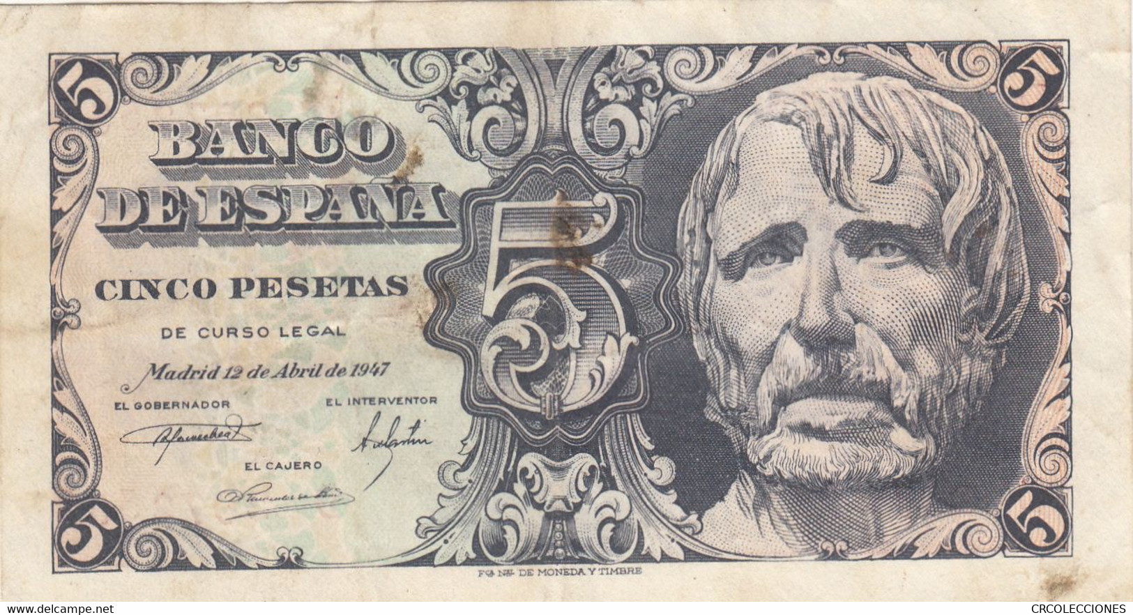 CRBS0646 BILLETE ESPAÑA 5 PESETAS 1947 BC - 5 Peseten