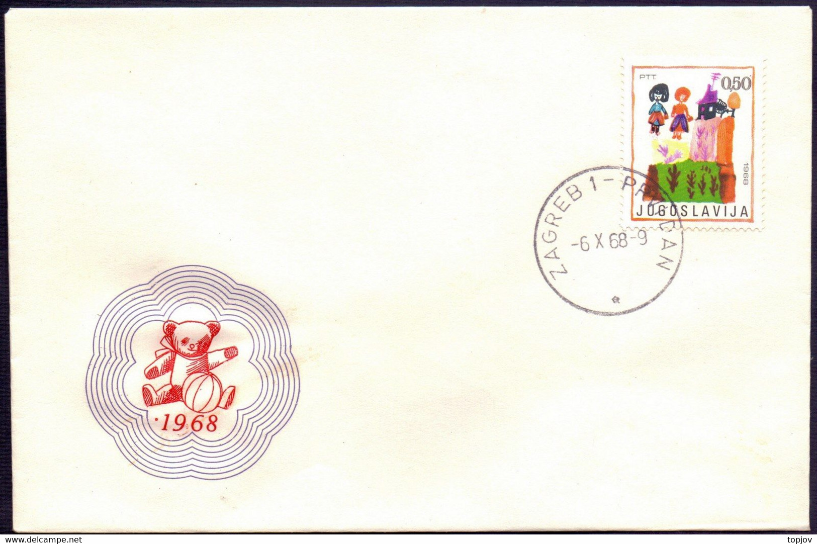 JUGOSLAVIA - CHILDREN WEEK - TEDDY BEAR - FDC - 1968 - Puppen