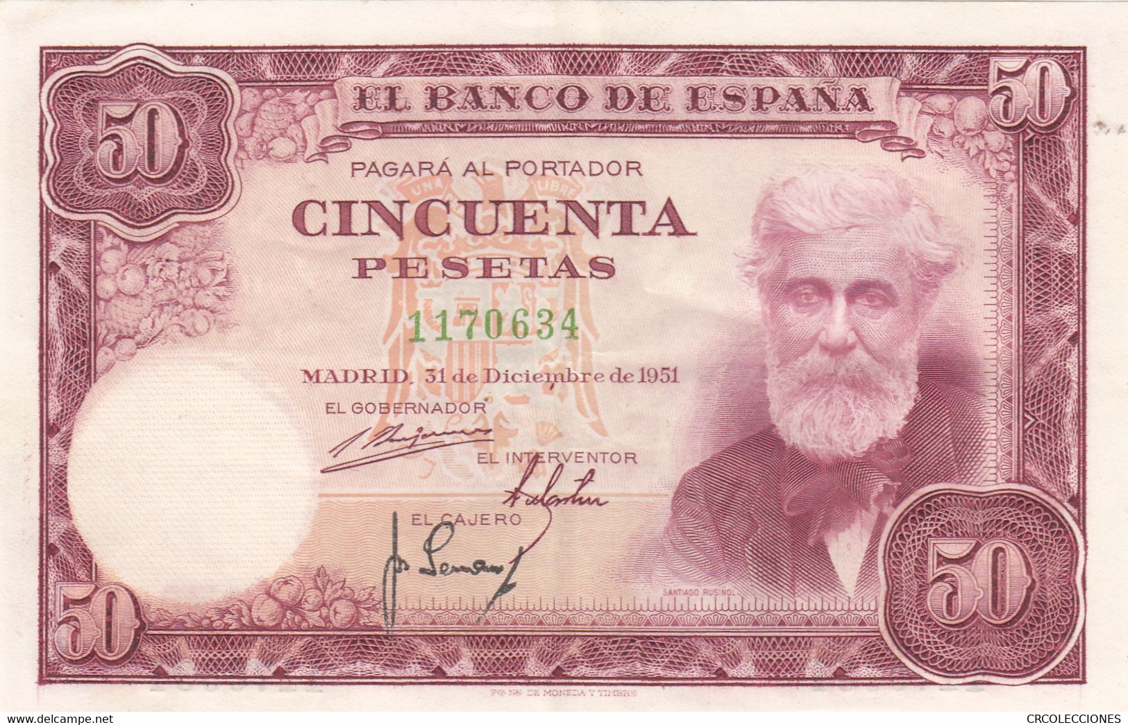 CRBS0656 BILLETE ESPAÑA 50 PESETAS 1951 SIN SERIE MBC+ - 50 Peseten