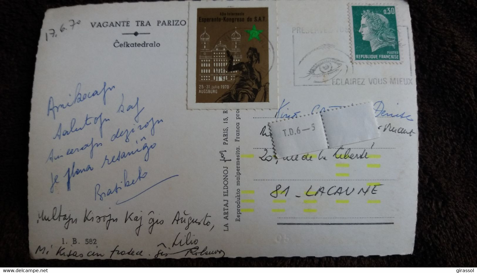 CPM ESPERANTO PARIS NOTRE DAME CATHEDRALE PARIZO  CEFKATEDRALO VAGANTE TRA PARIZO 1970 YVON - Esperanto