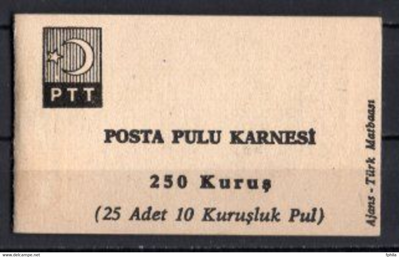 1967 TURKEY ATATURK REGULAR ISSUE STAMPS 25x10k BOOKLET MNH ** - Booklets