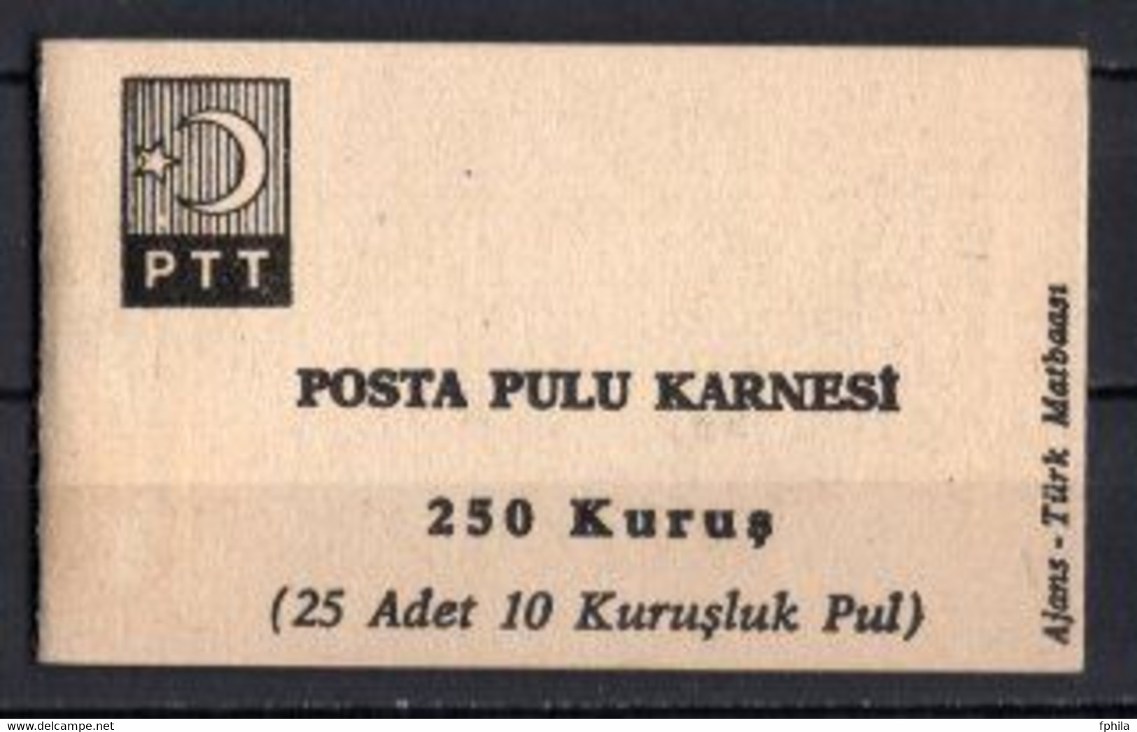 1967 TURKEY ATATURK REGULAR ISSUE STAMPS 25x10k BOOKLET MNH ** - Carnets