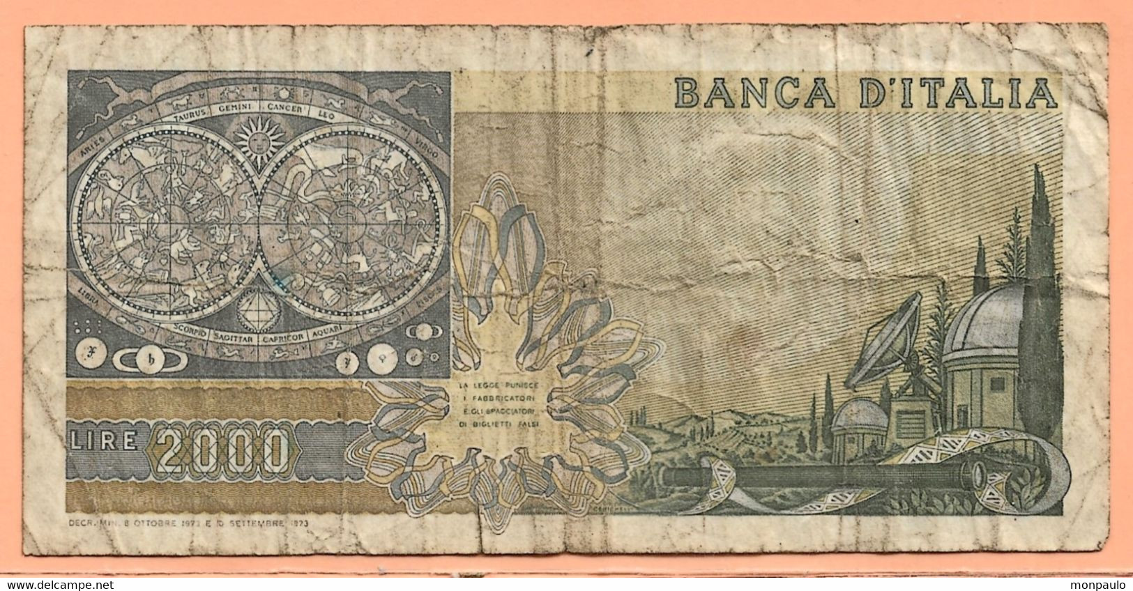 Billets. Italie. 1946-.... Banca D'Italia. 2000 Lire. Galléo. Série TDA 614612 B - 2000 Lire