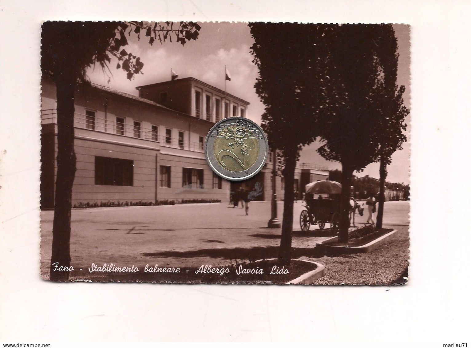 MM2407 Marche FANO Urbino 1947 Albergo Savoia Lido VIAGGIATA - Fano
