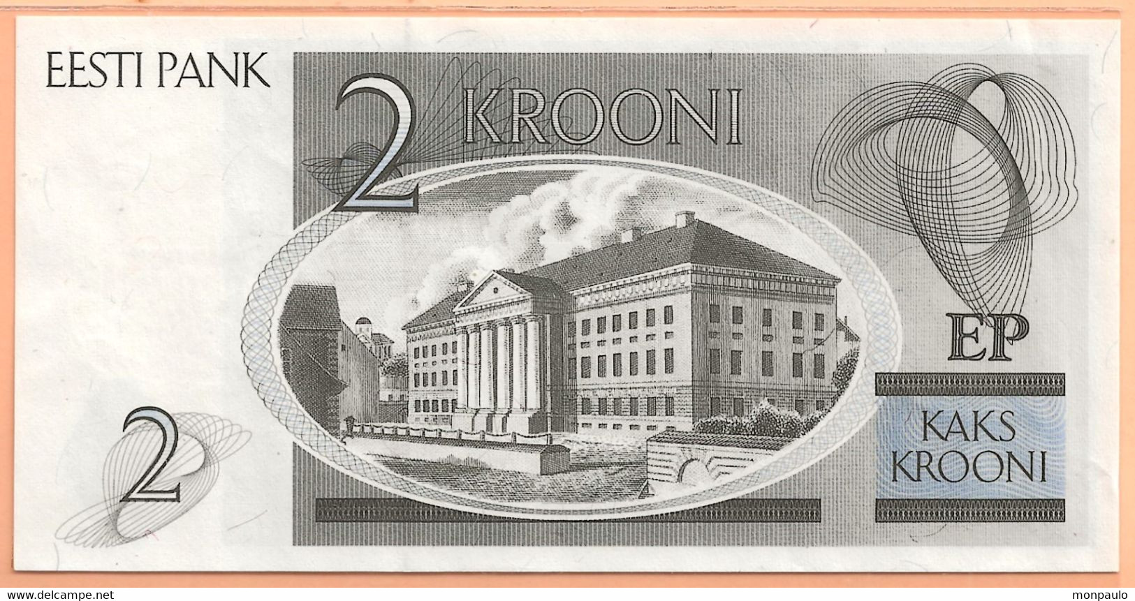 Billets. Estonia. Eesti Pank. 2 Krooni. K. E. Von Baer.1992. N°AB9535015 - Estonie