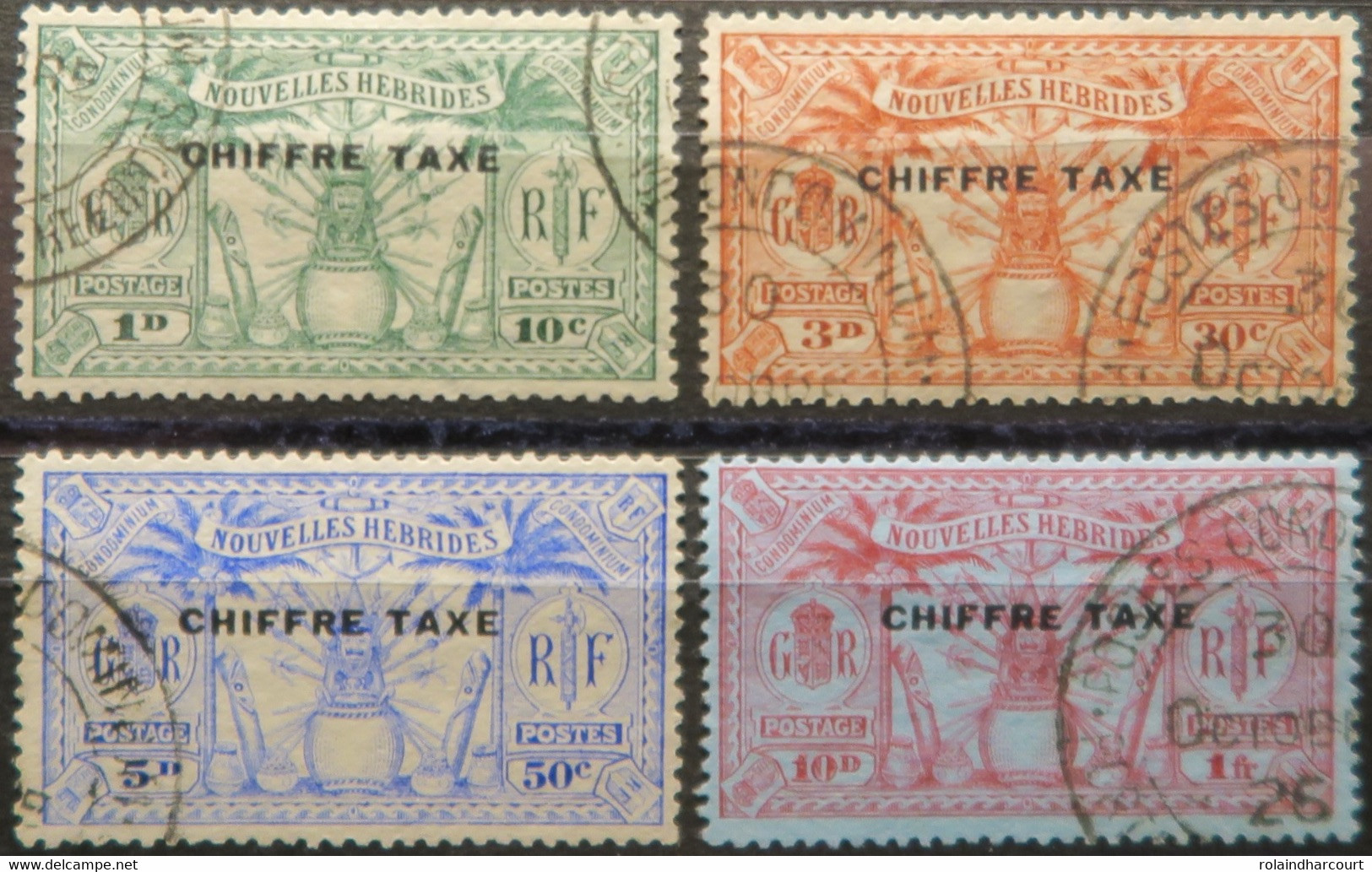 LP3844/2109 - 1925 - NOUVELLES HEBRIDES - TIMBRES TAXE - N°1-3-4-5 ☉ - Cote (2017) : 26,00 € - Portomarken