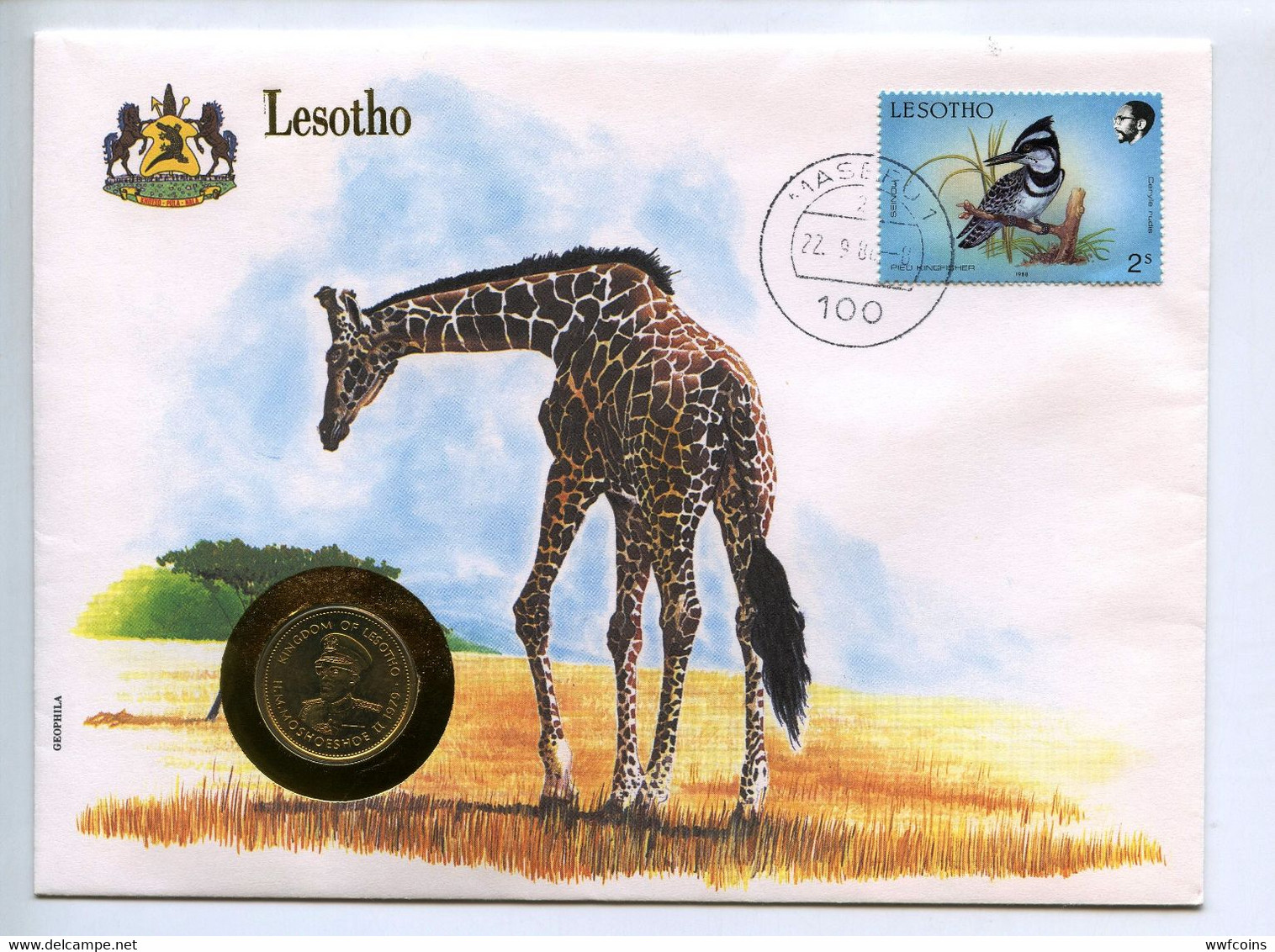 LETTERA UNITED NATIONS LESOTHO WILDLIFE GIRAFFA BIRD UCCELLI ANIMALI - Lesotho