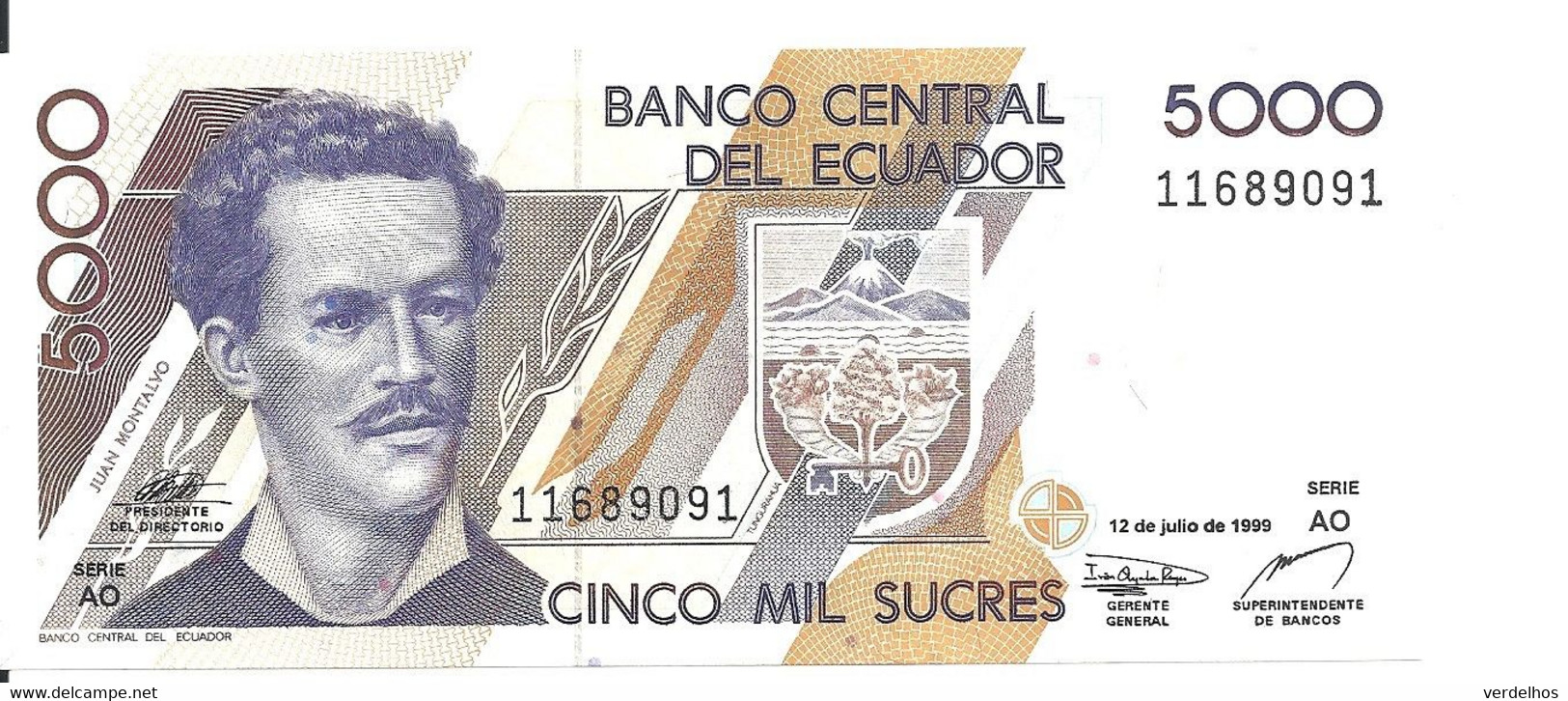 EQUATEUR 5000 SUCRES 1999 UNC P 128 C - Ecuador