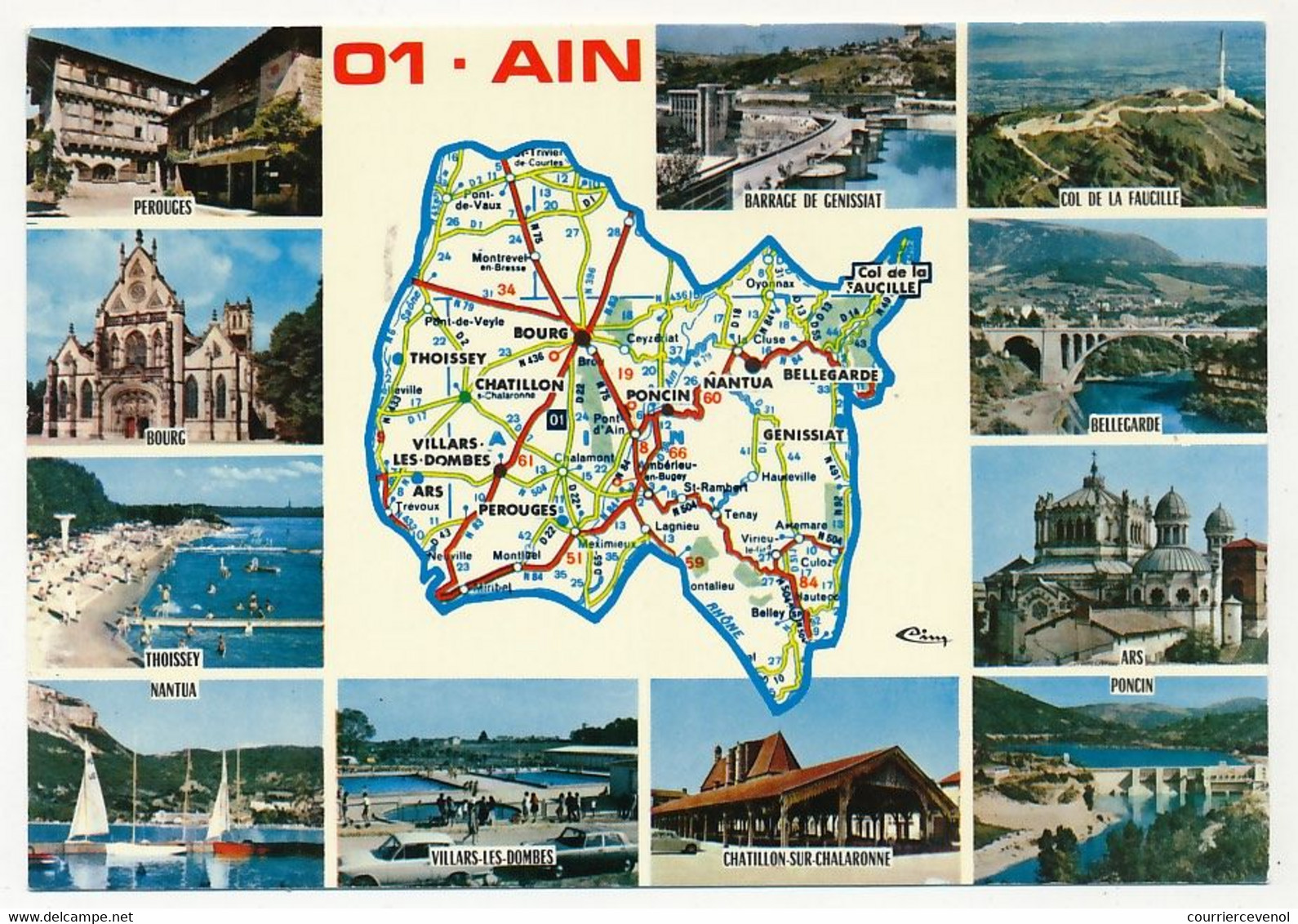 CPM - AIN - Carte Du Département De L'Ain - Petites Vues Des Localités Au Tour De La Carte - Non Classés
