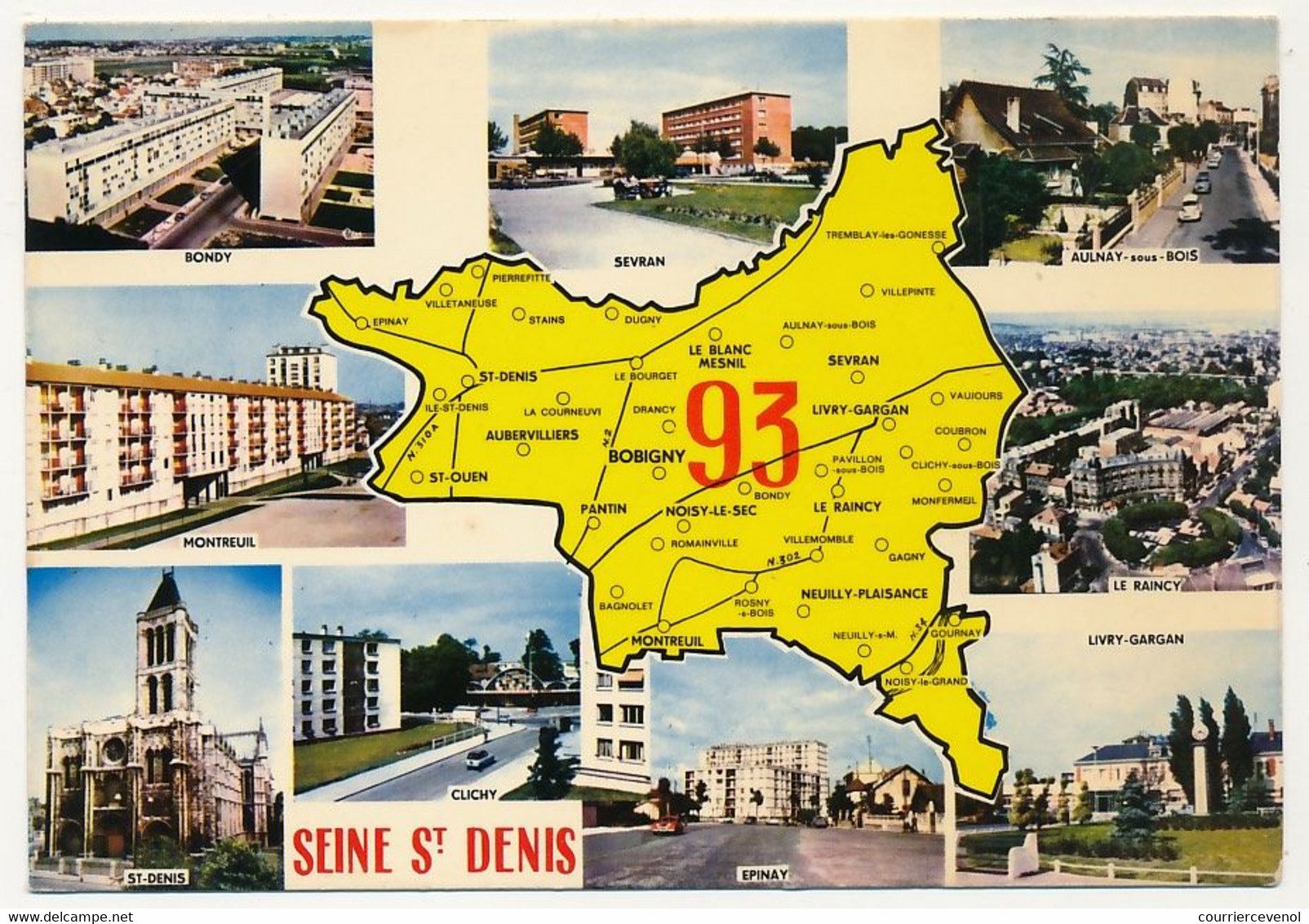 CPM - SEINE ST DENIS - Carte Du Département 93 - Petites Vues Des Localités Au Tour De La Carte - Autres & Non Classés