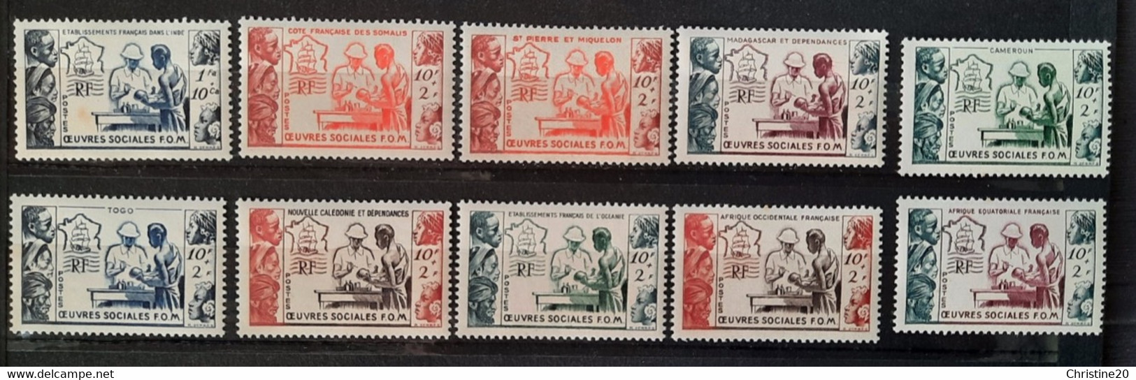 France Grandes Séries Coloniales 1950 10 Valeurs **TB Cote 119€ - 1950 Œuvres Sociales De La France D'Outre-Mer