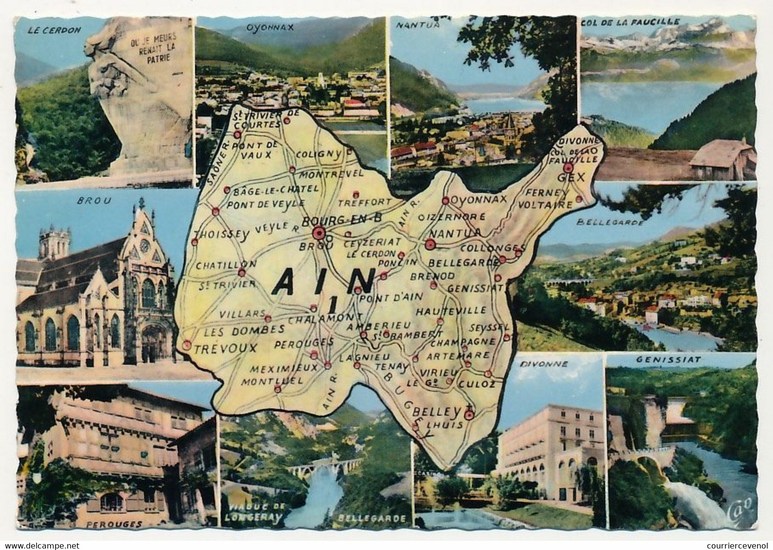 CPM - AIN - Carte Du Département De L'Ain - Vues Des Localités Autour De La Carte - Non Classés